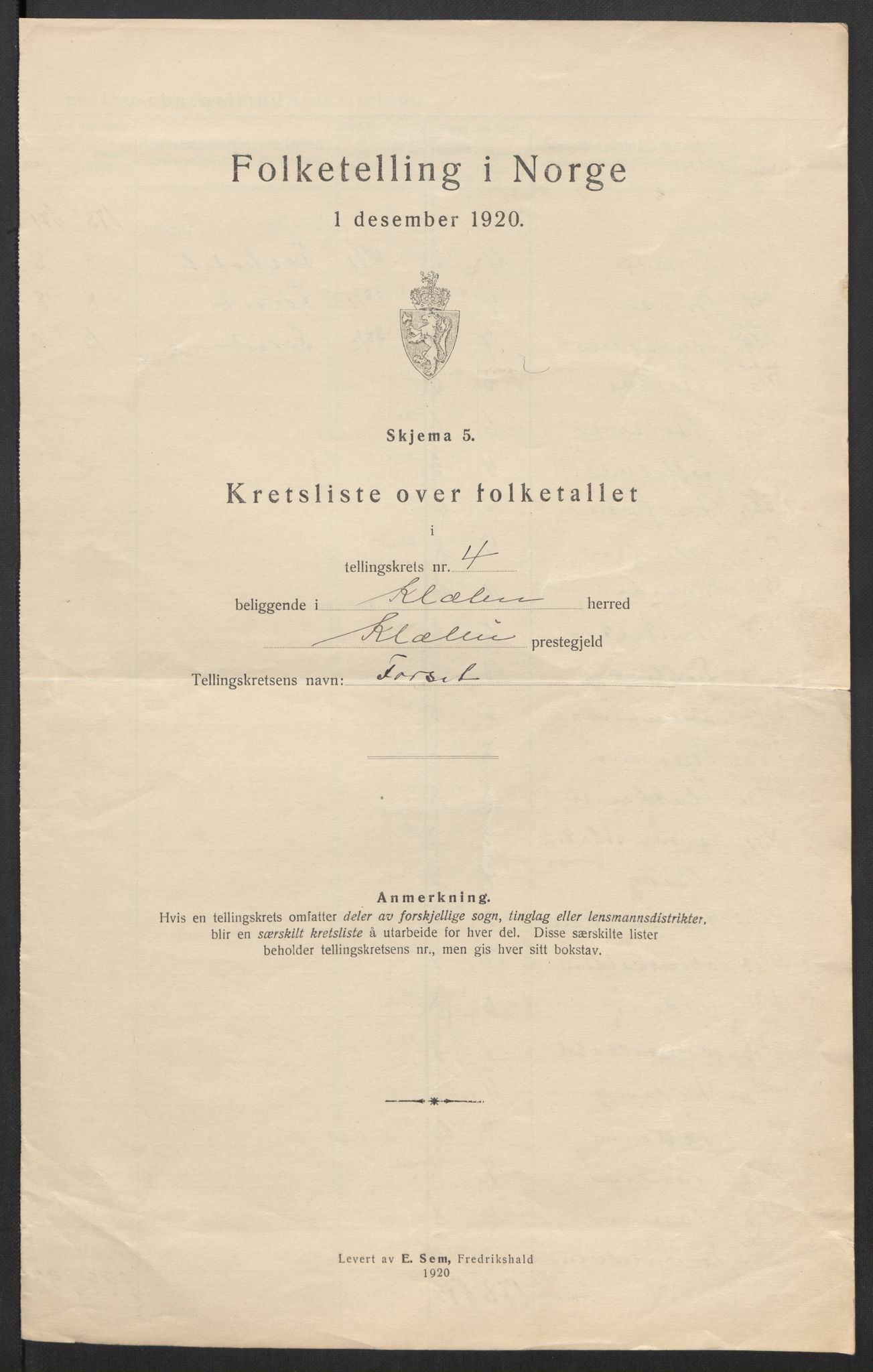 SAT, 1920 census for Klæbu, 1920, p. 39