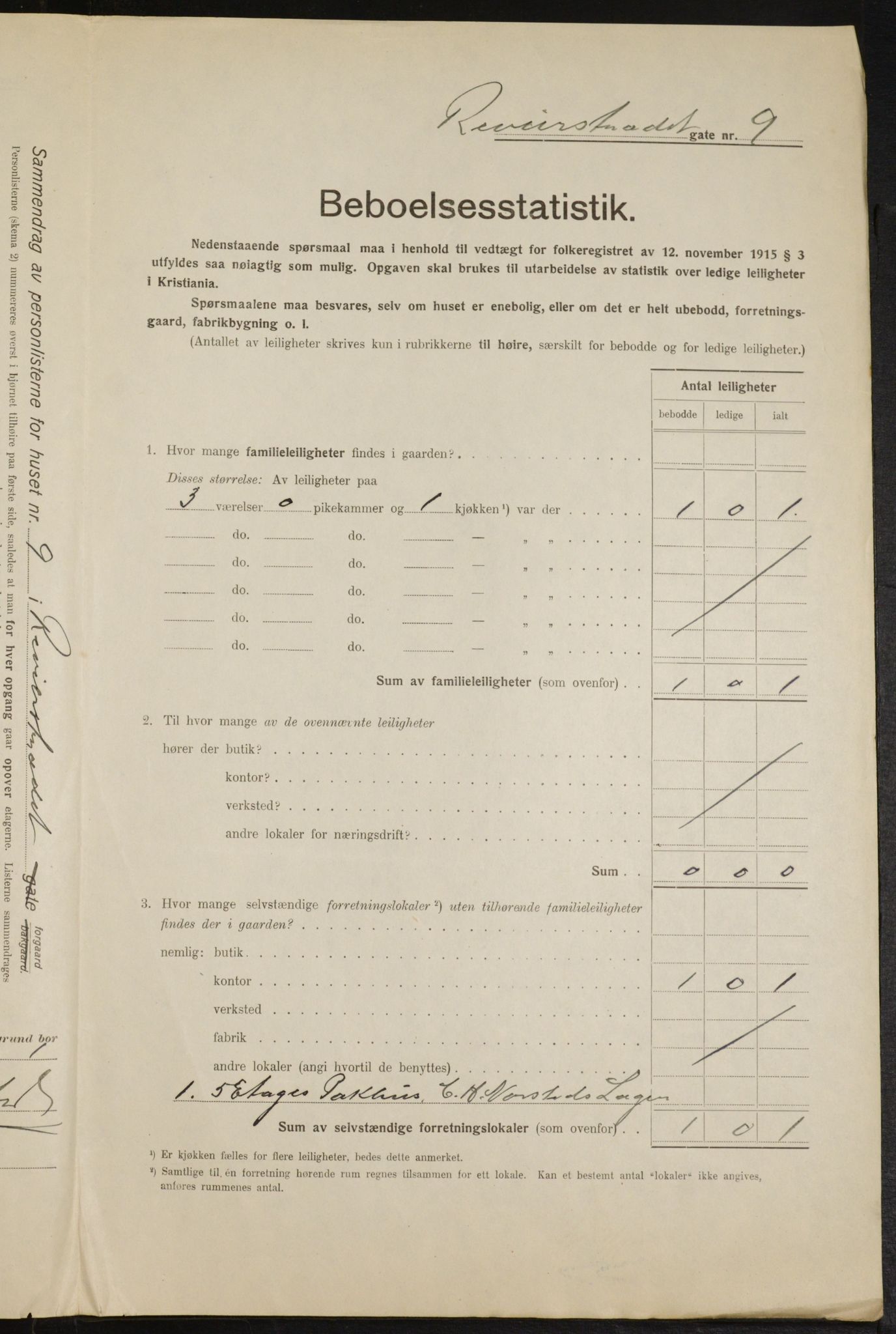 OBA, Municipal Census 1916 for Kristiania, 1916, p. 85083