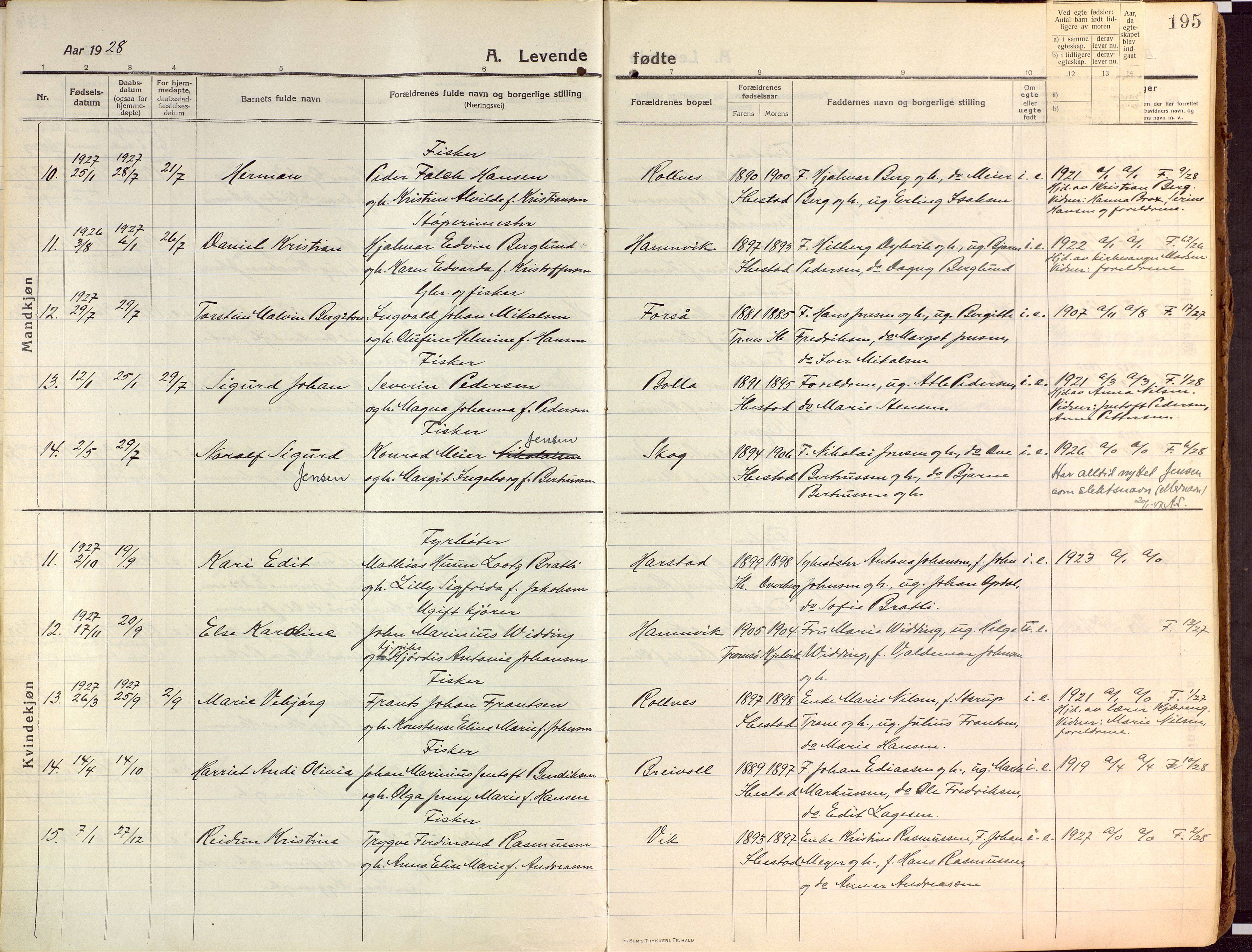 Ibestad sokneprestembete, AV/SATØ-S-0077/H/Ha/Haa/L0018kirke: Parish register (official) no. 18, 1915-1929, p. 195