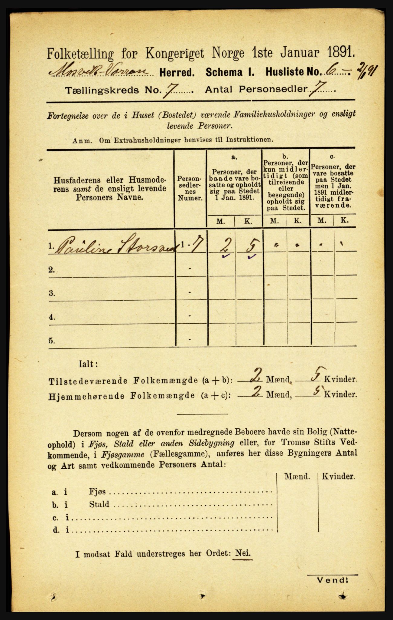 RA, 1891 census for 1723 Mosvik og Verran, 1891, p. 2855