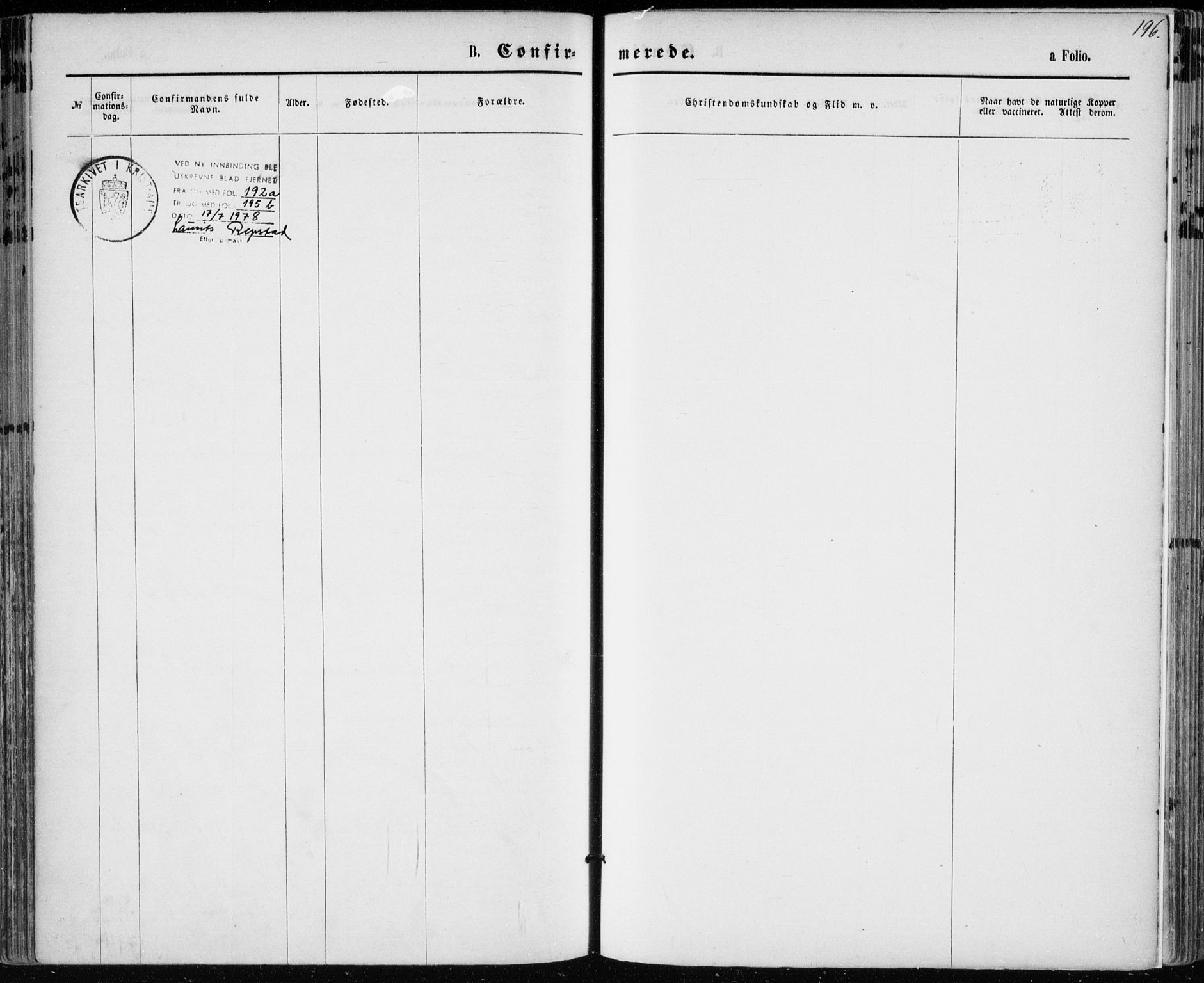 Vestre Moland sokneprestkontor, AV/SAK-1111-0046/F/Fa/Fab/L0008: Parish register (official) no. A 8, 1873-1883, p. 196