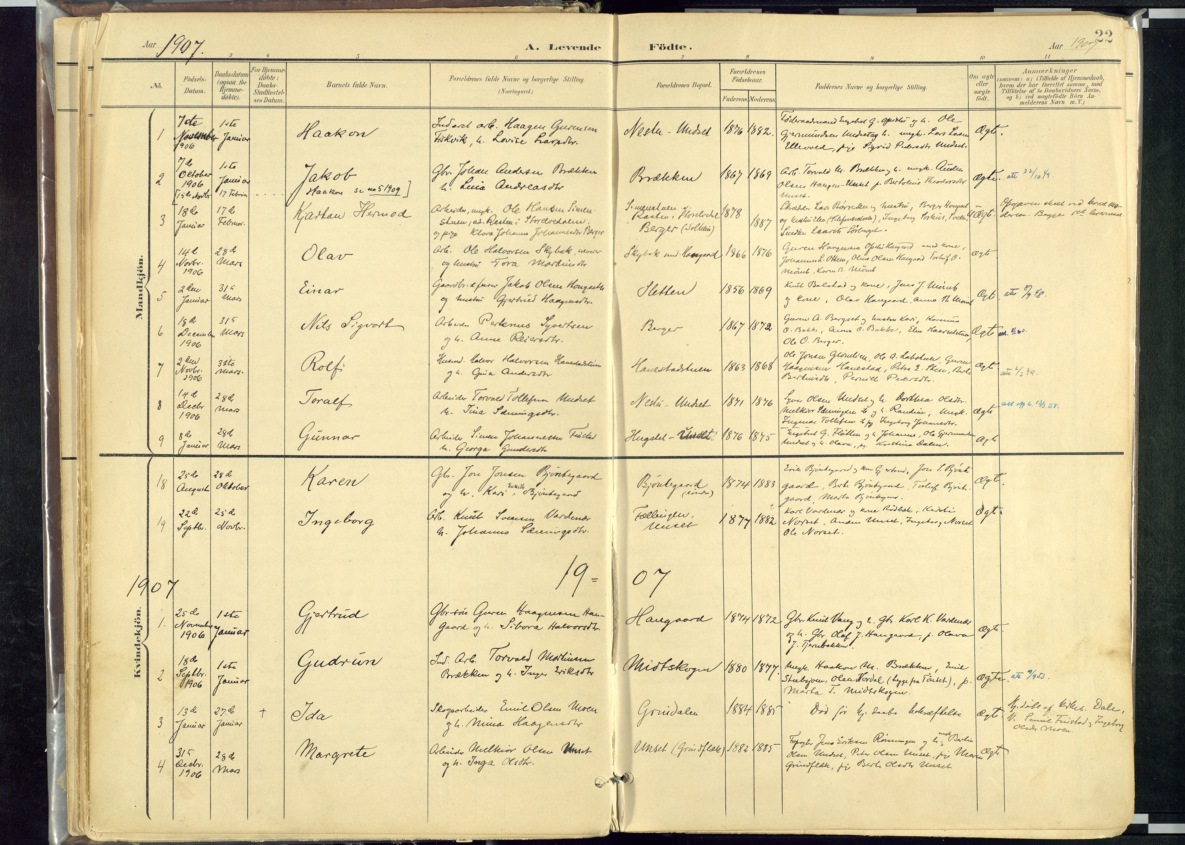 Rendalen prestekontor, SAH/PREST-054/H/Ha/Haa/L0012: Parish register (official) no. 12, 1901-1928, p. 22