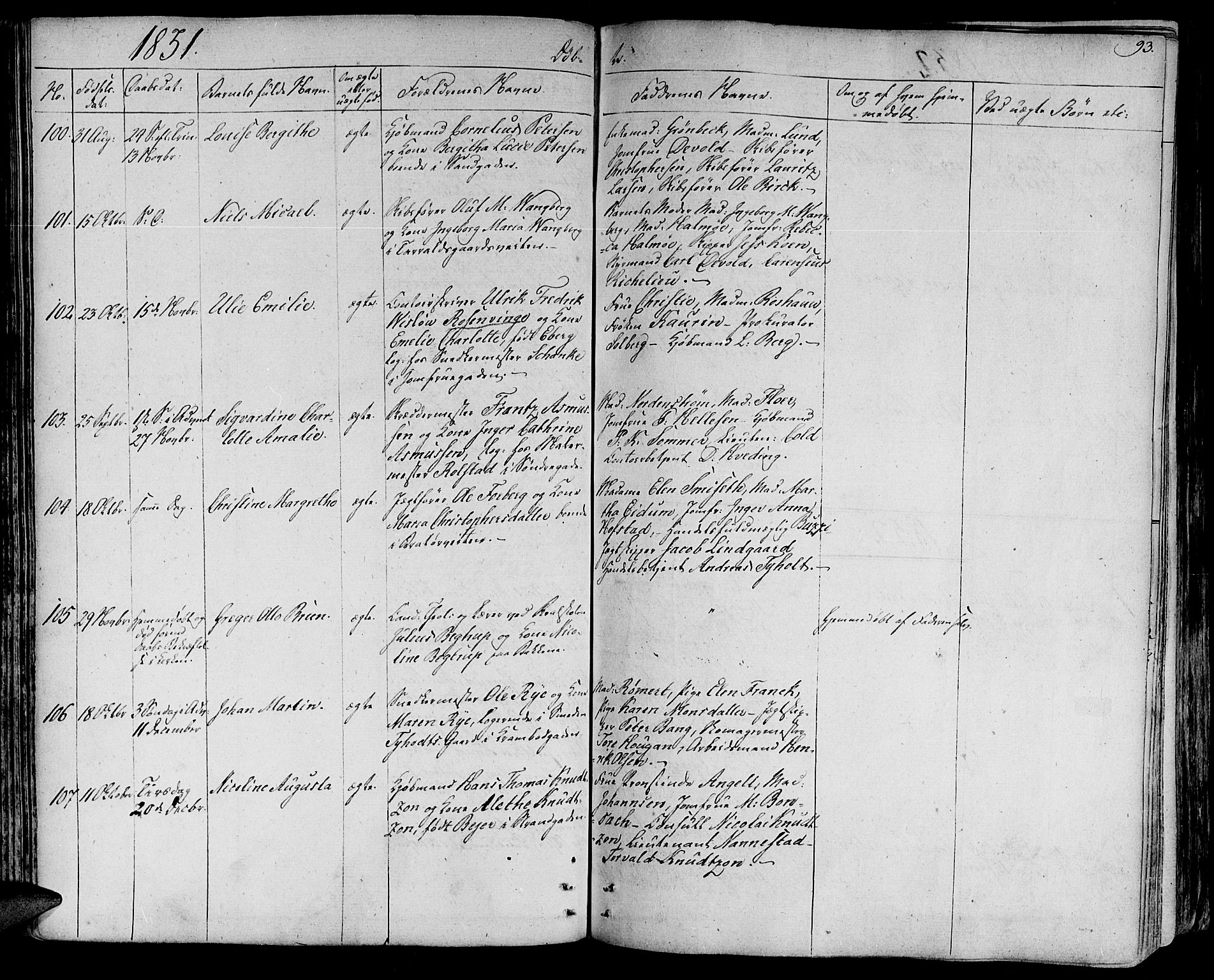 Ministerialprotokoller, klokkerbøker og fødselsregistre - Sør-Trøndelag, SAT/A-1456/602/L0108: Parish register (official) no. 602A06, 1821-1839, p. 93