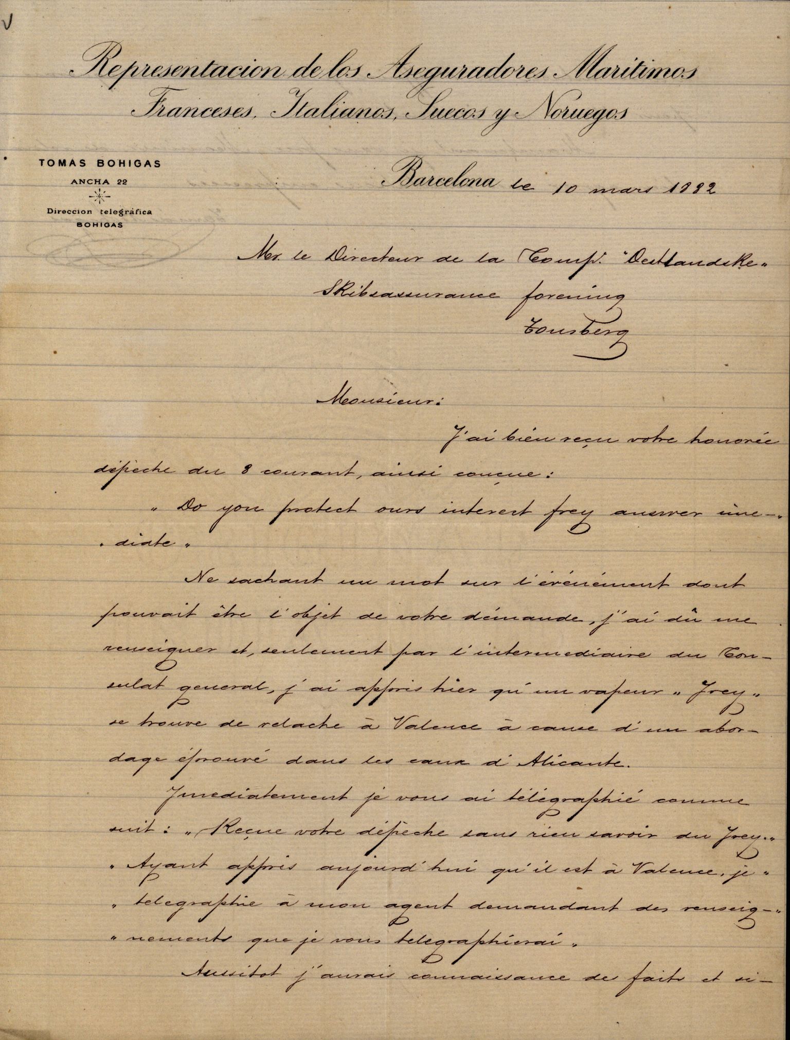 Pa 63 - Østlandske skibsassuranceforening, VEMU/A-1079/G/Ga/L0015/0010: Havaridokumenter / Cuba, Sirius, Freyr, Noatun, Frey, 1882, p. 144