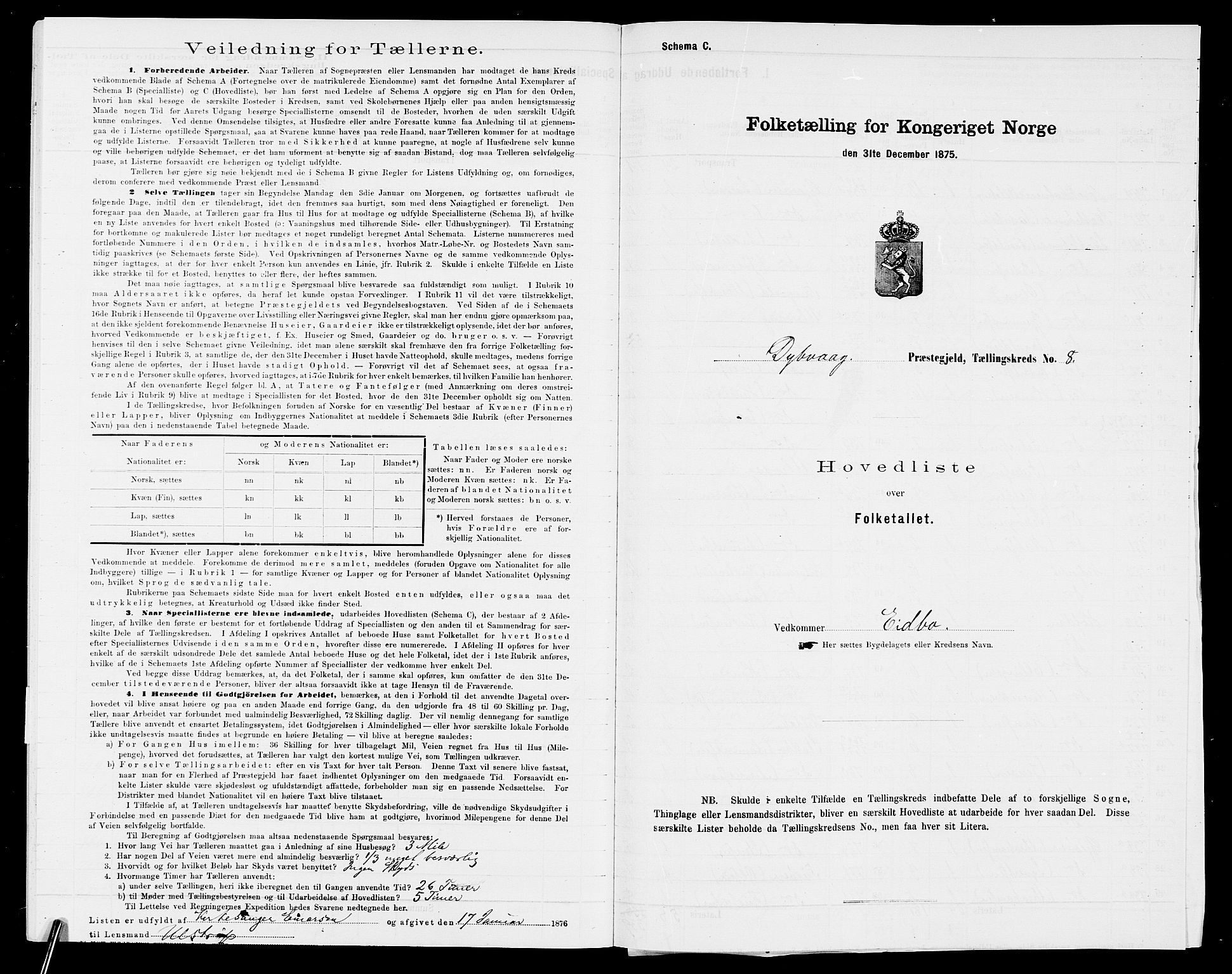 SAK, 1875 census for 0915P Dypvåg, 1875, p. 43