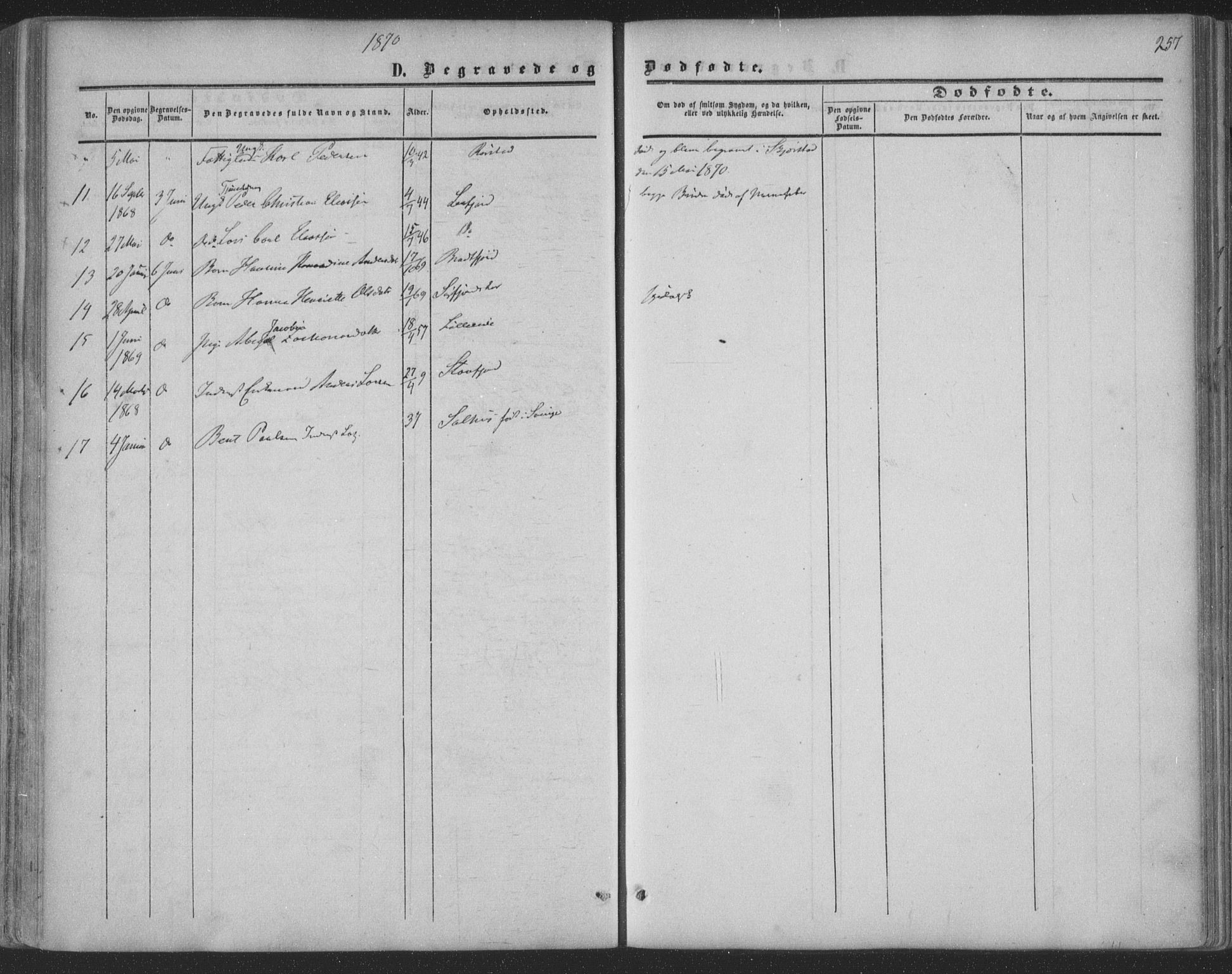 Ministerialprotokoller, klokkerbøker og fødselsregistre - Nordland, AV/SAT-A-1459/853/L0770: Parish register (official) no. 853A09, 1857-1870, p. 257