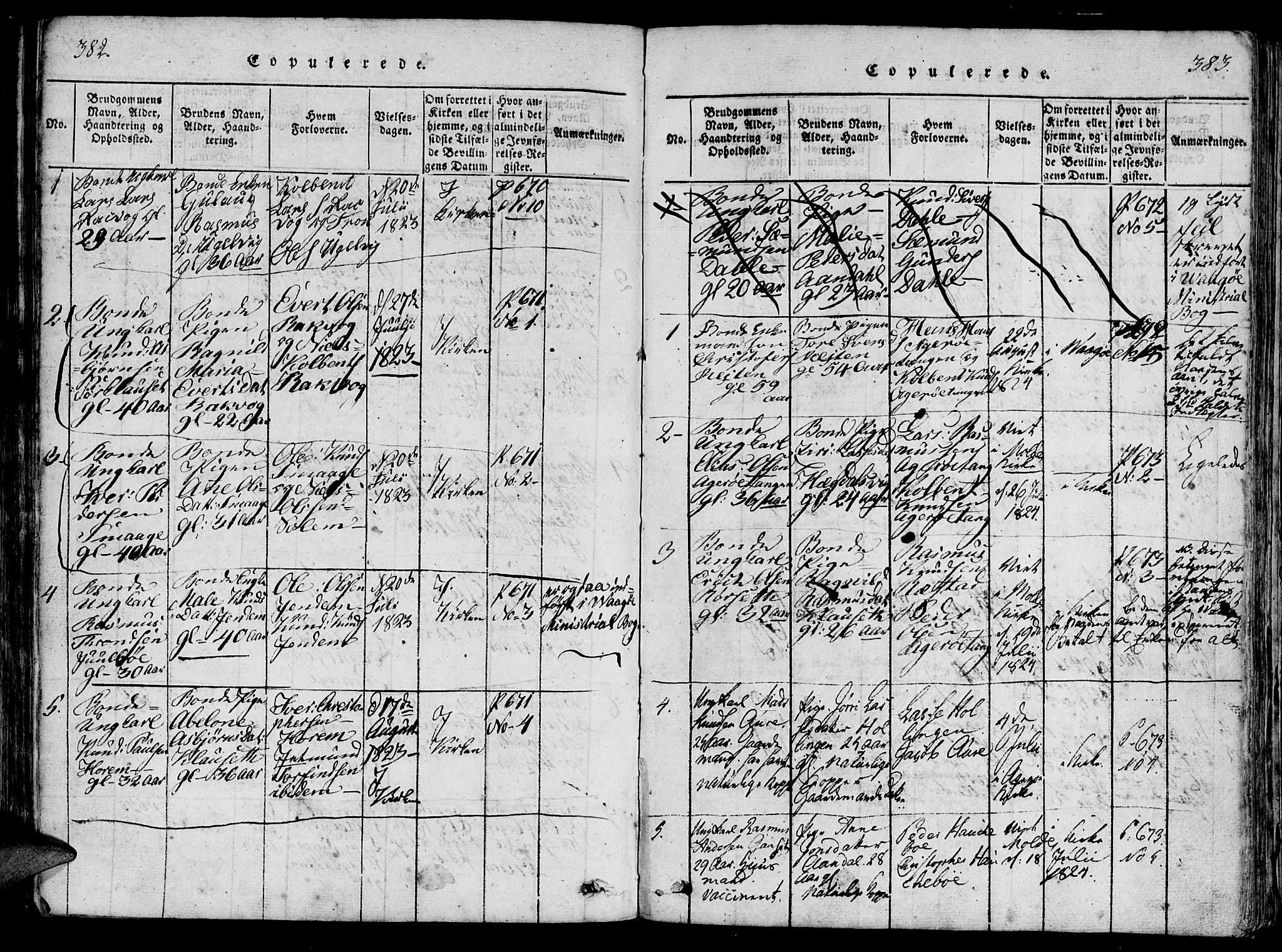 Ministerialprotokoller, klokkerbøker og fødselsregistre - Møre og Romsdal, AV/SAT-A-1454/560/L0718: Parish register (official) no. 560A02, 1817-1844, p. 382-383