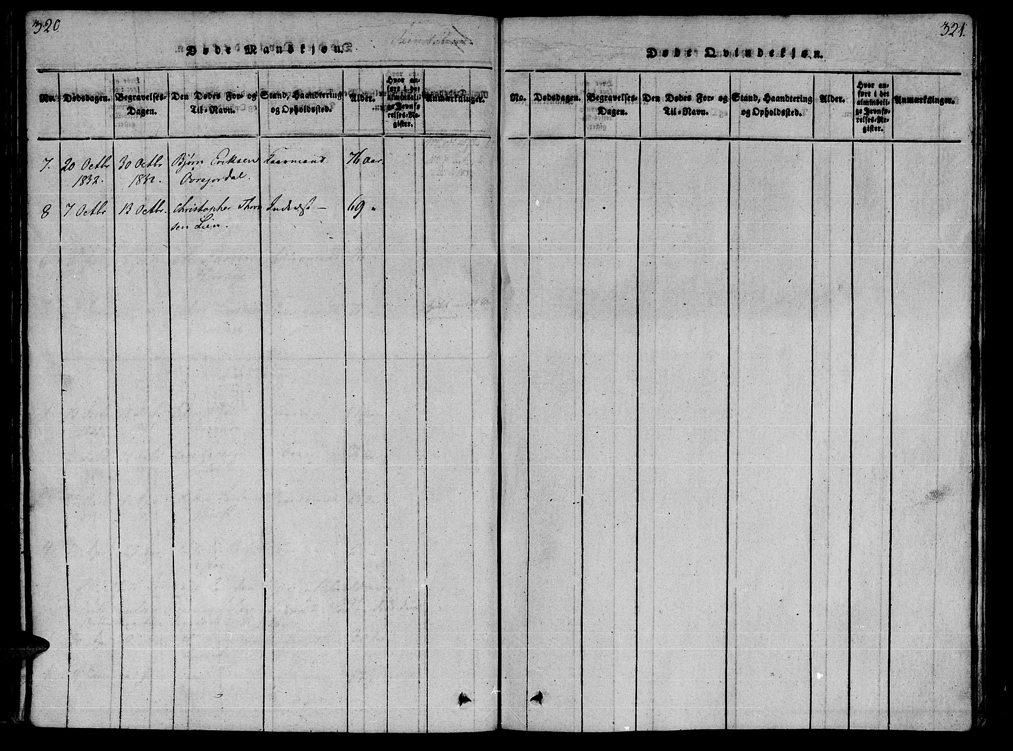 Ministerialprotokoller, klokkerbøker og fødselsregistre - Møre og Romsdal, SAT/A-1454/590/L1011: Parish register (official) no. 590A03 /3, 1819-1832, p. 320-321