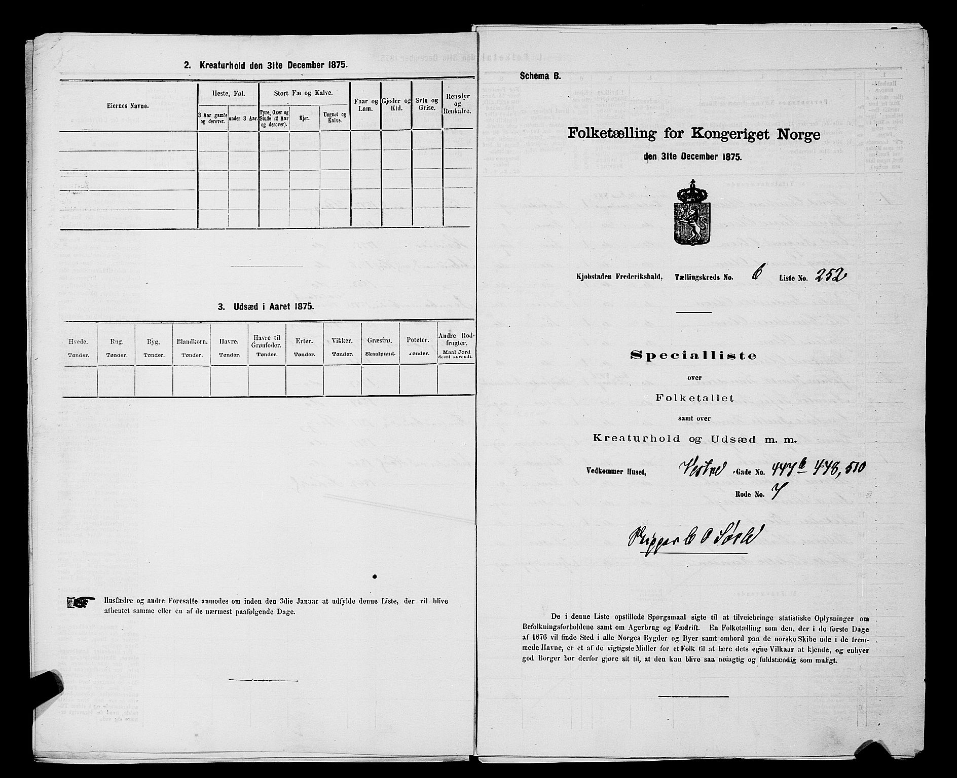 RA, 1875 census for 0101P Fredrikshald, 1875, p. 757