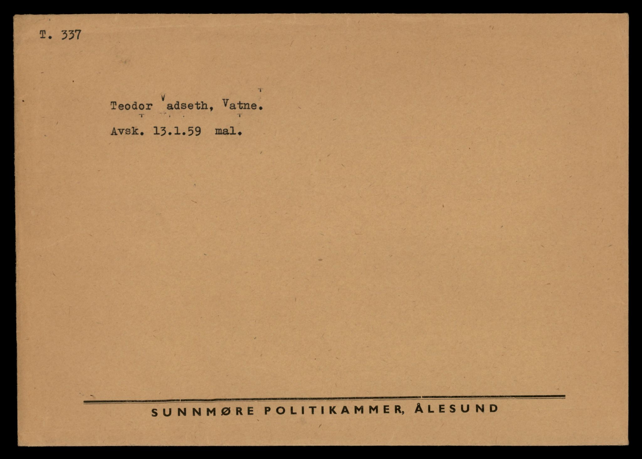 Møre og Romsdal vegkontor - Ålesund trafikkstasjon, AV/SAT-A-4099/F/Fe/L0003: Registreringskort for kjøretøy T 232 - T 340, 1927-1998, p. 2405