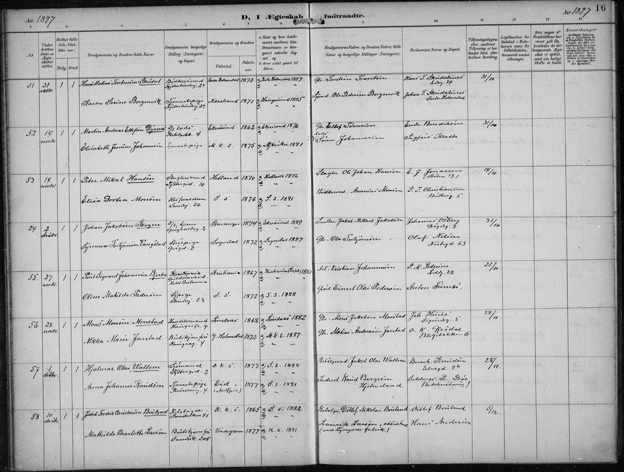 Sandviken Sokneprestembete, AV/SAB-A-77601/H/Ha/L0014: Parish register (official) no. D 1, 1896-1911, p. 16