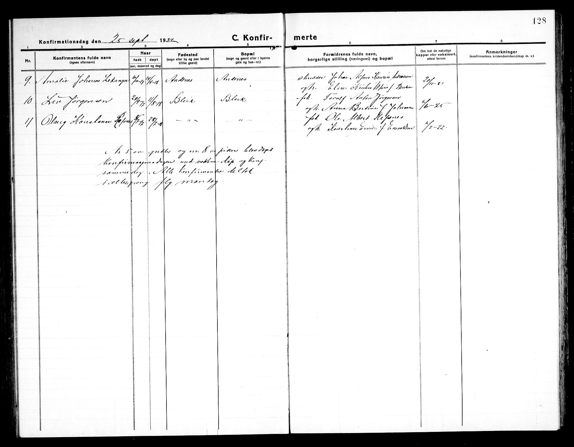 Ministerialprotokoller, klokkerbøker og fødselsregistre - Nordland, SAT/A-1459/899/L1450: Parish register (copy) no. 899C05, 1918-1945, p. 128