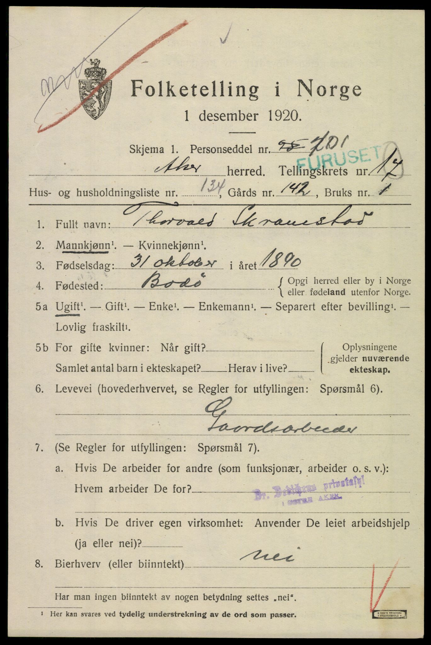 SAO, 1920 census for Aker, 1920, p. 105750