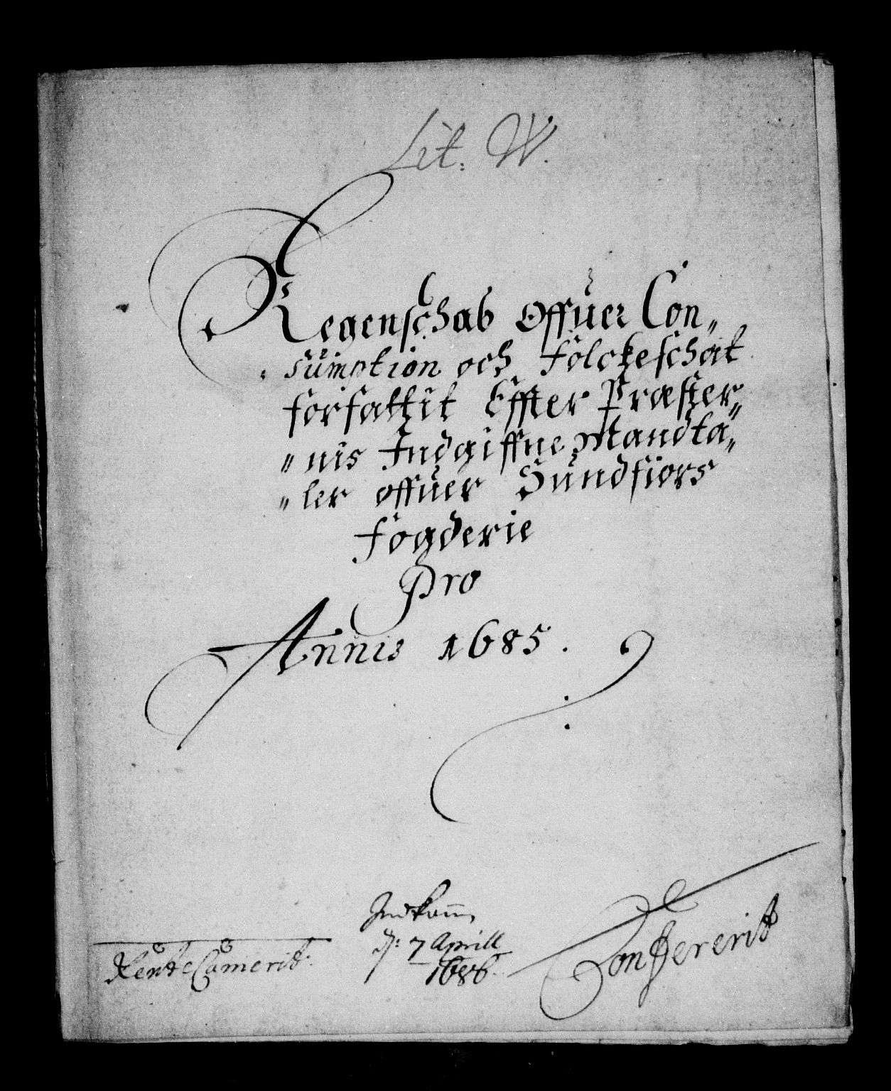 Rentekammeret inntil 1814, Reviderte regnskaper, Stiftamtstueregnskaper, Bergen stiftamt, AV/RA-EA-6043/R/Rc/L0077: Bergen stiftamt, 1685