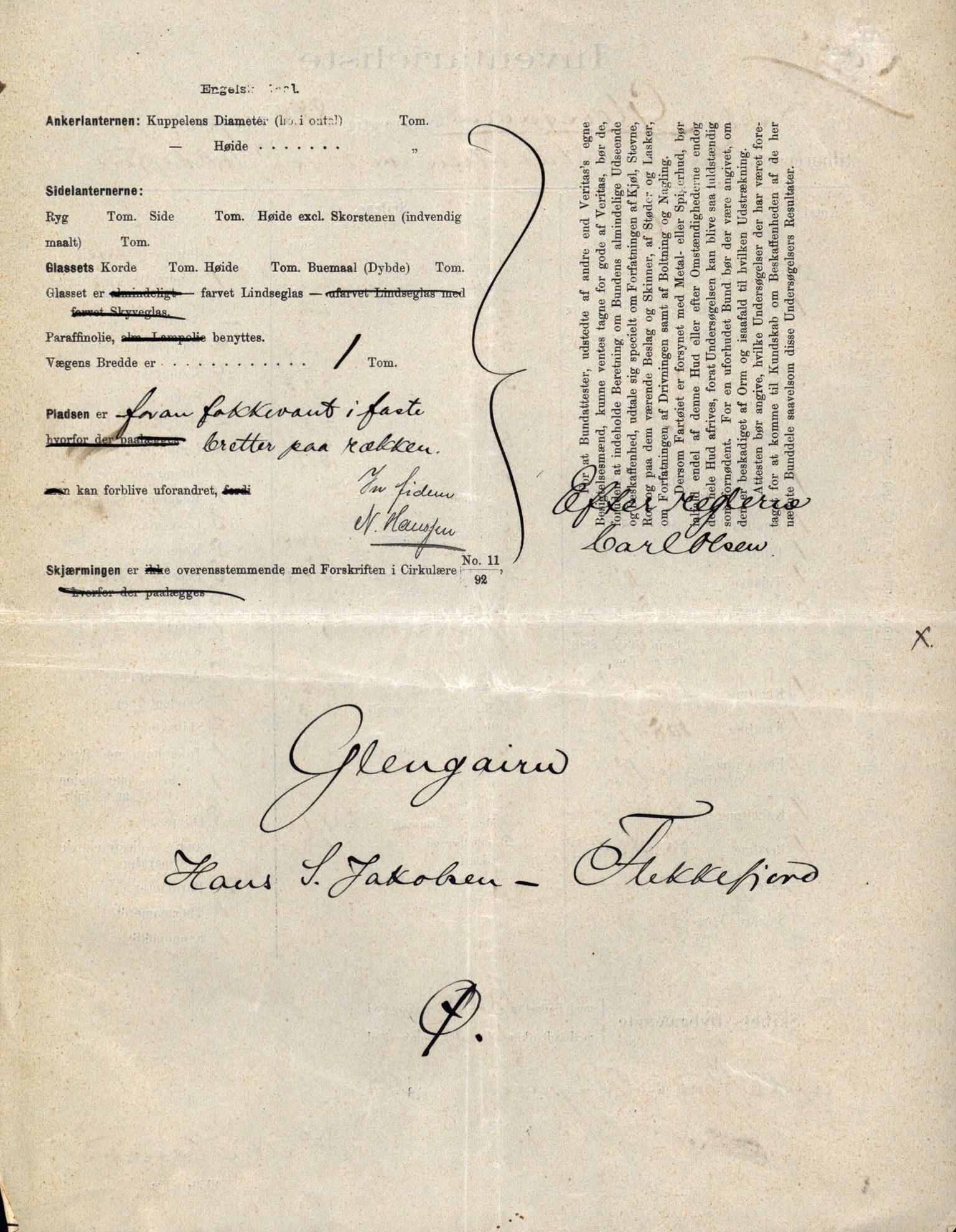 Pa 63 - Østlandske skibsassuranceforening, VEMU/A-1079/G/Ga/L0030/0006: Havaridokumenter / Sylvia, Stærk, Cathrine, Caroline, Glengairn, 1893, p. 46