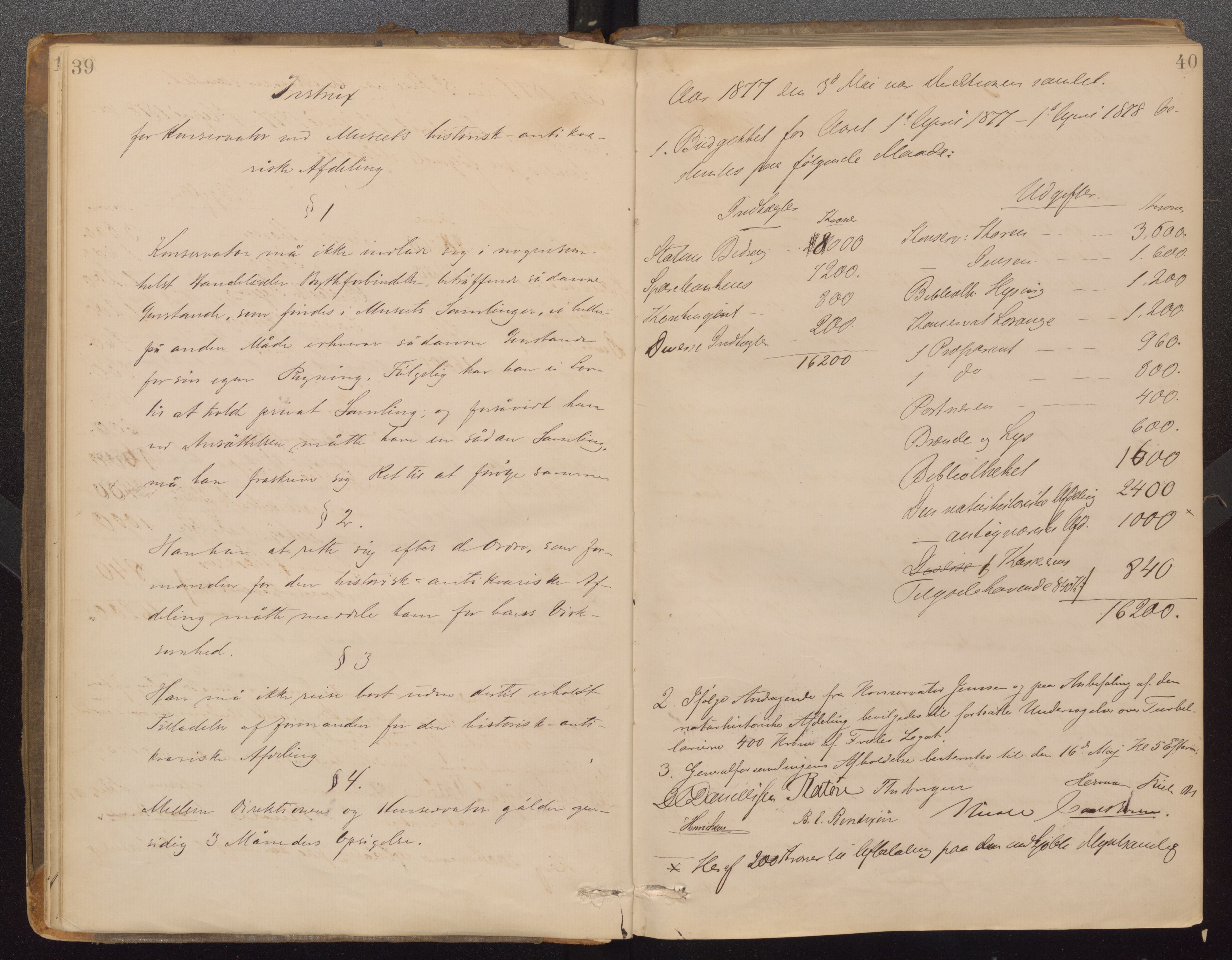 Bergens Museum, UMB/A007/A/Aa/L0007: Forhandlingsprotokoll , 1872-1906, p. 39,40
