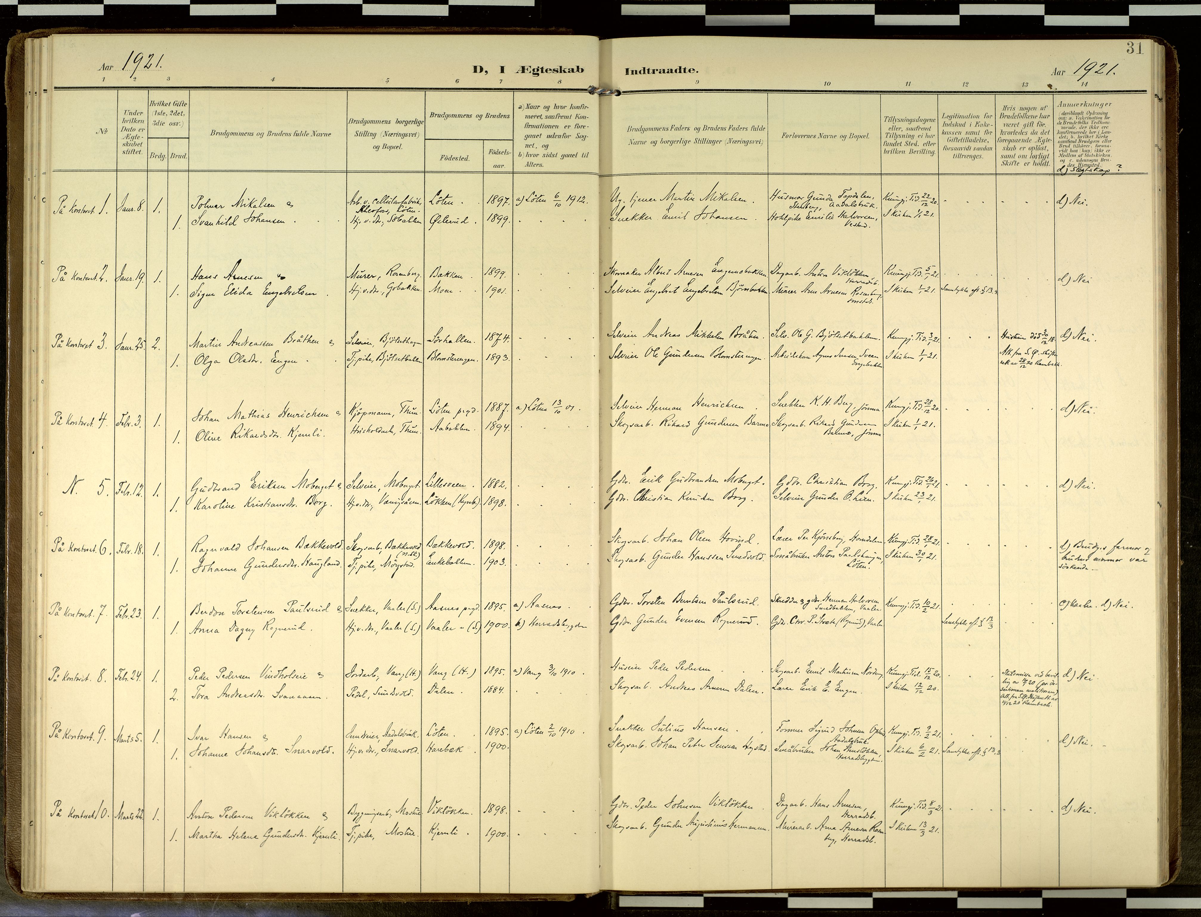 Elverum prestekontor, AV/SAH-PREST-044/H/Ha/Haa/L0019: Parish register (official) no. 19, 1903-1926, p. 31