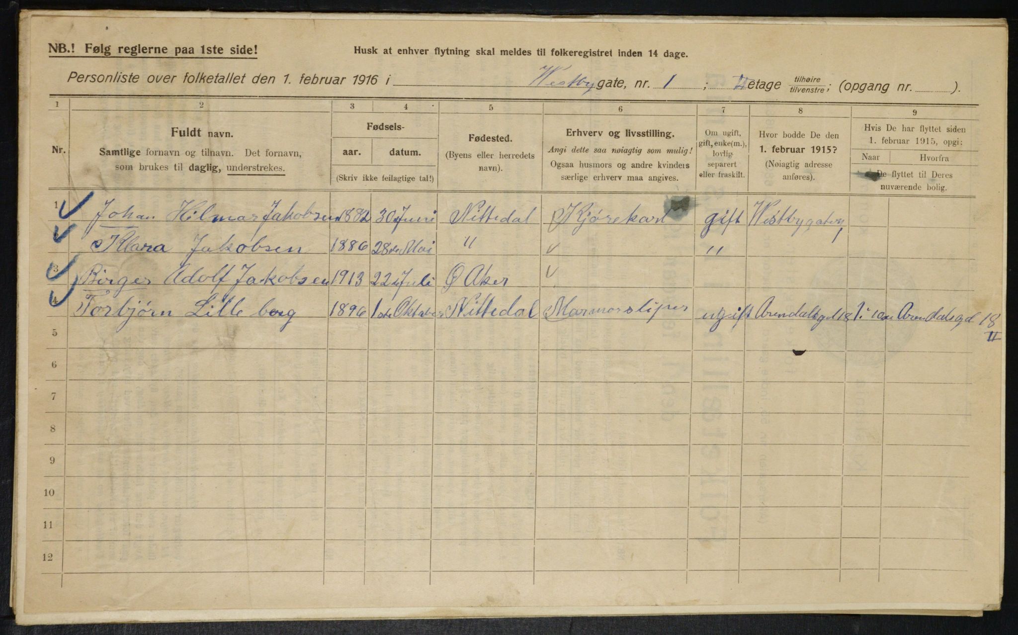 OBA, Municipal Census 1916 for Kristiania, 1916, p. 126041