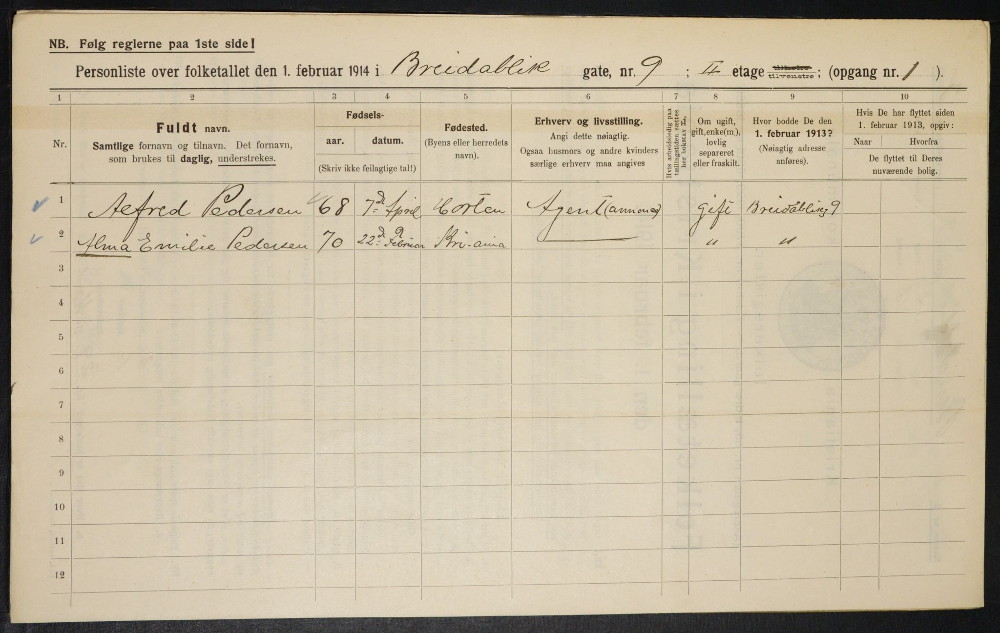 OBA, Municipal Census 1914 for Kristiania, 1914, p. 8120