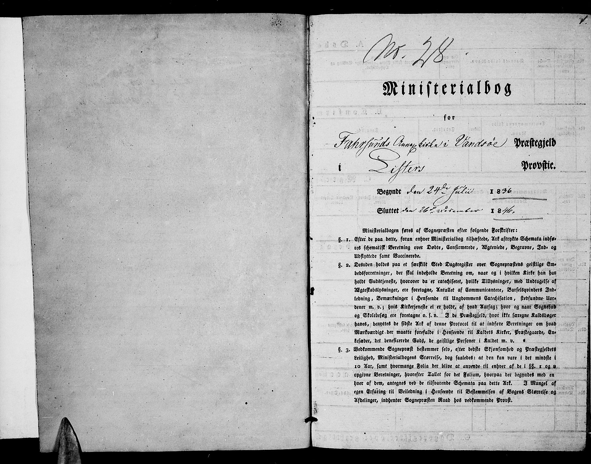 Farsund sokneprestkontor, SAK/1111-0009/F/Fa/L0003: Parish register (official) no. A 3, 1836-1846, p. 1
