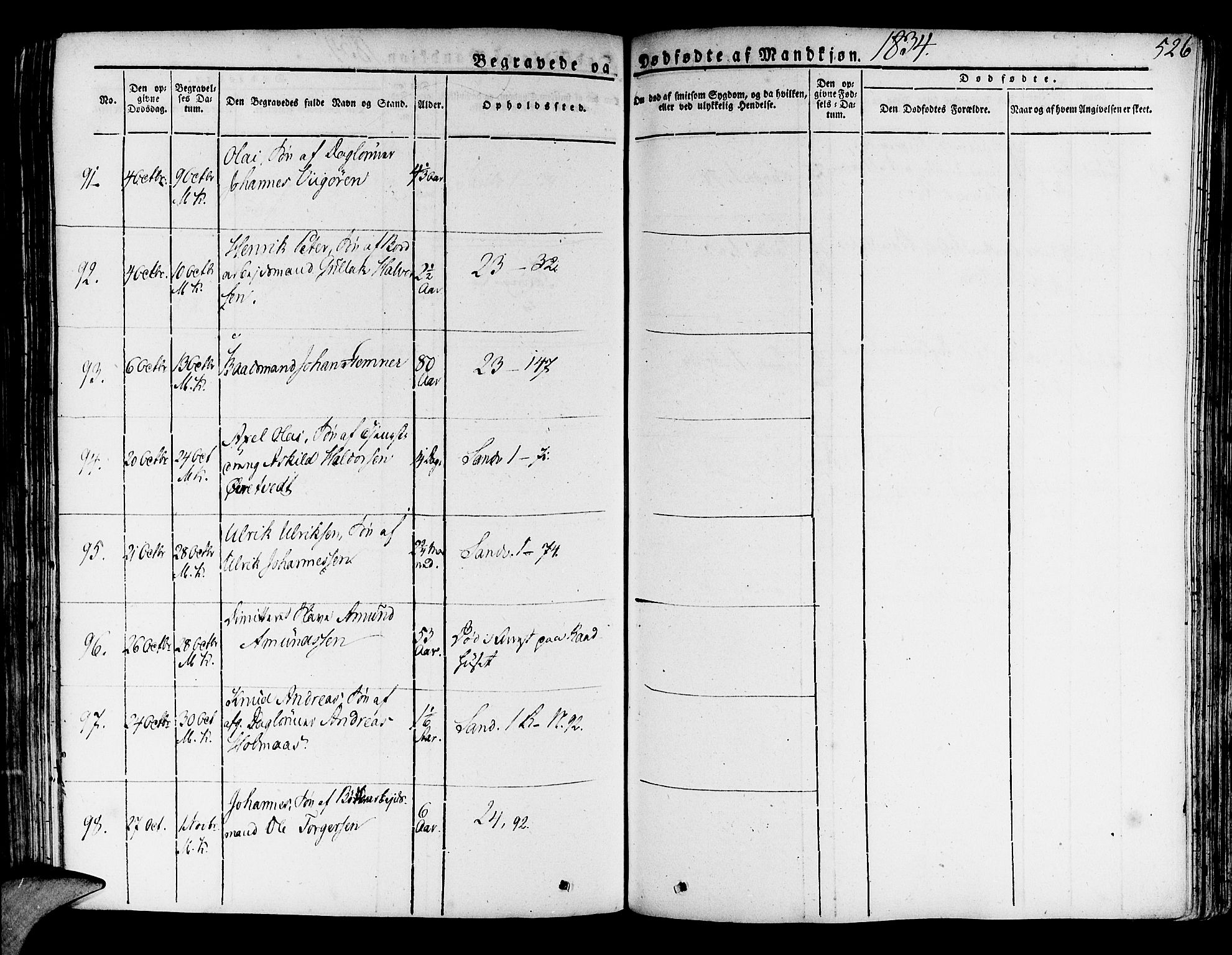 Korskirken sokneprestembete, AV/SAB-A-76101/H/Haa/L0014: Parish register (official) no. A 14, 1823-1835, p. 526