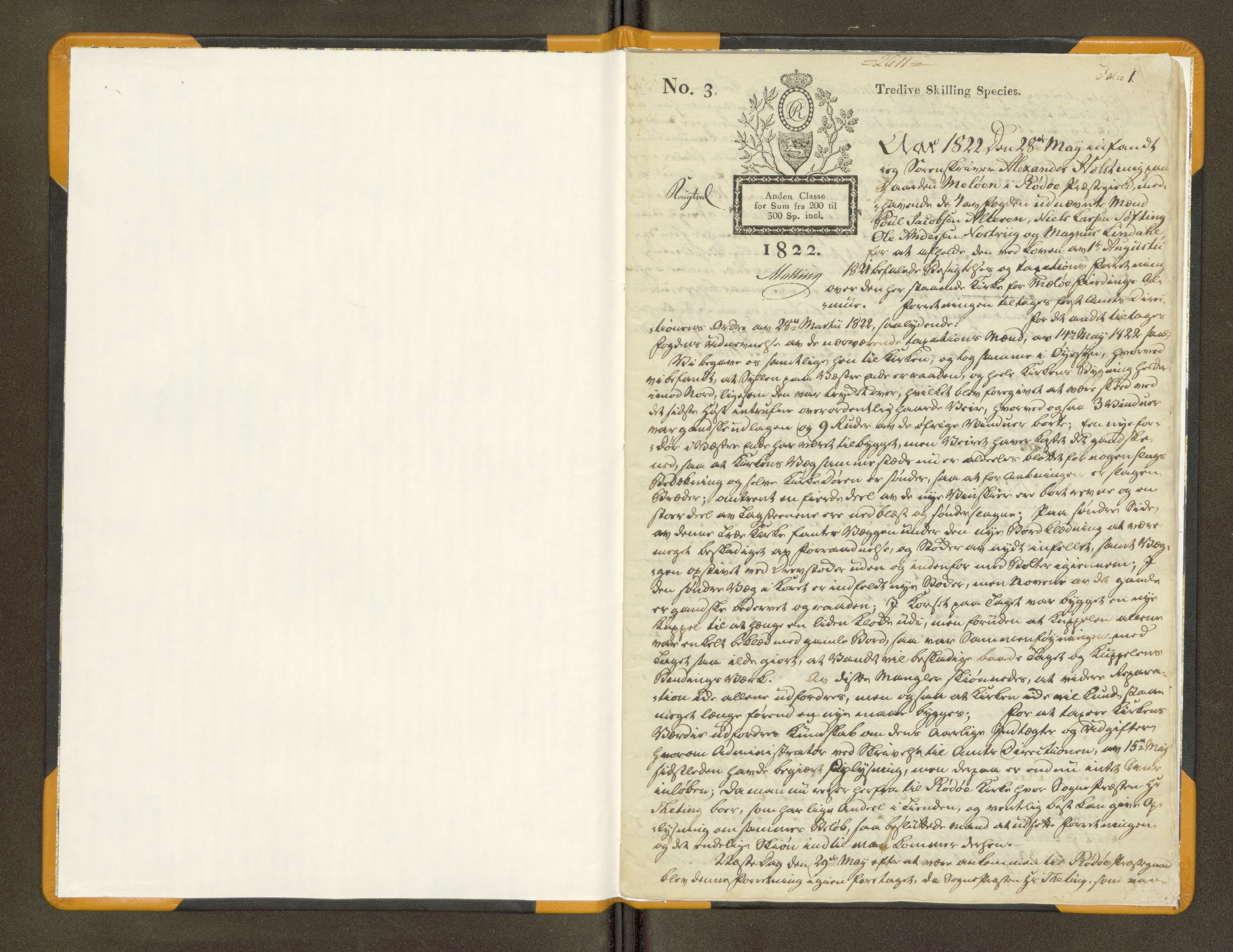 Helgeland sorenskriveri, AV/SAT-A-0004/1/1B/L0001: Ekstrarettsprotokoll, 1822, p. 1a