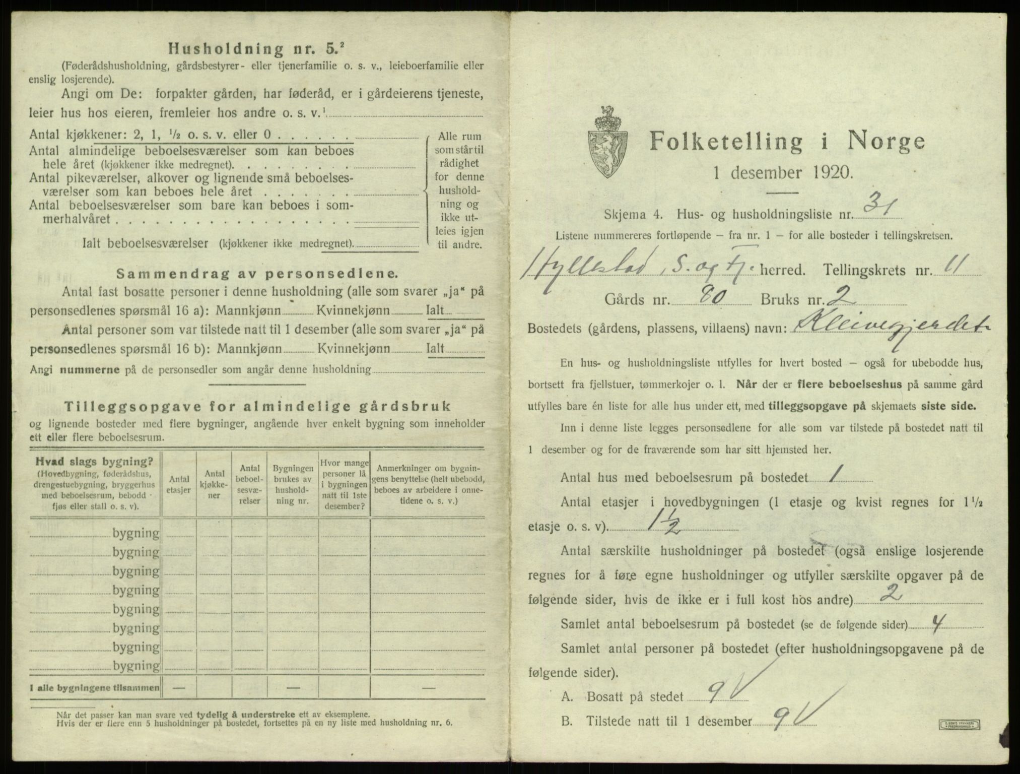 SAB, 1920 census for Hyllestad, 1920, p. 673