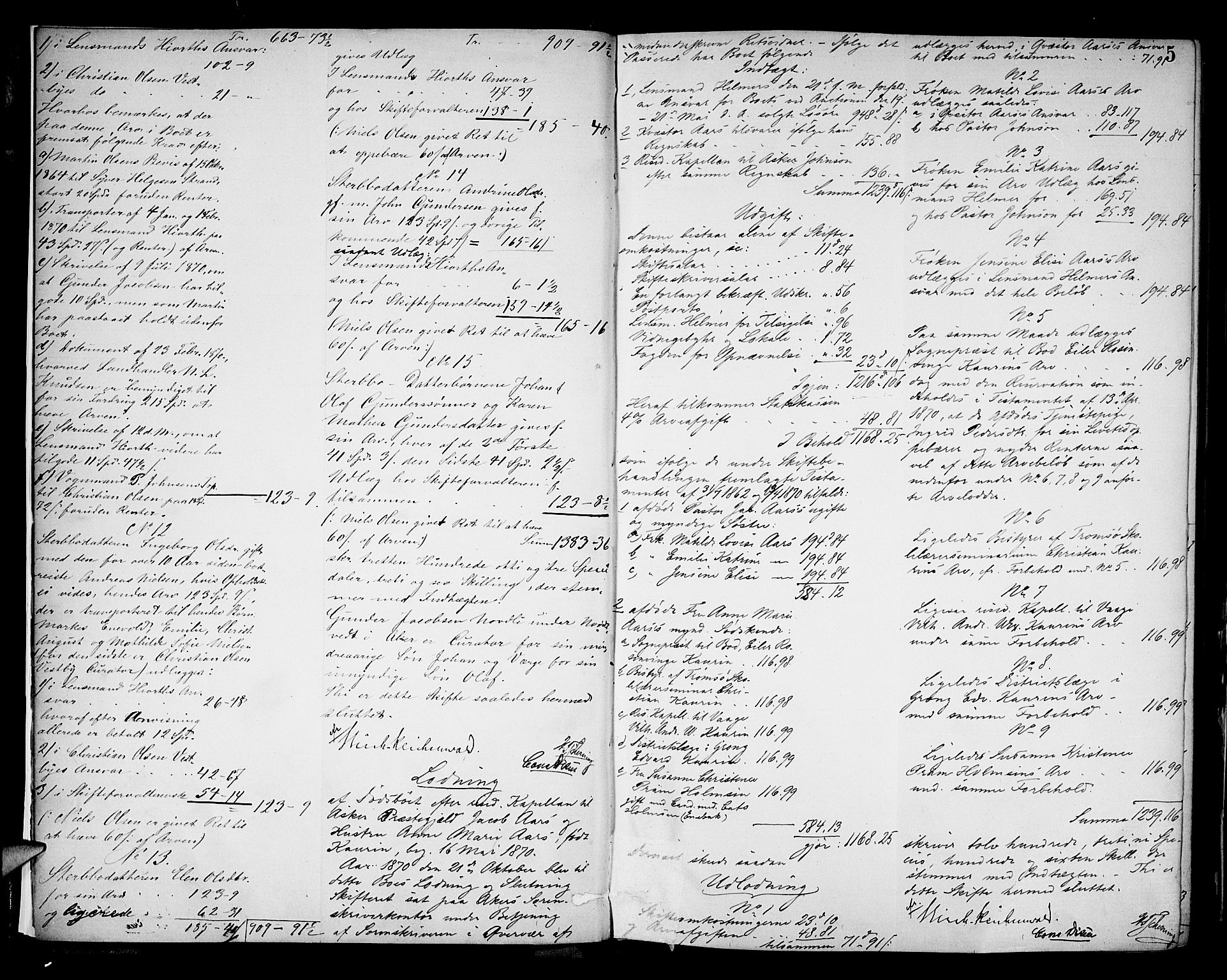 Aker sorenskriveri, AV/SAO-A-10895/H/He/L0006: Skifteutlodningsprotokoll, 1870-1882, p. 4b-5a