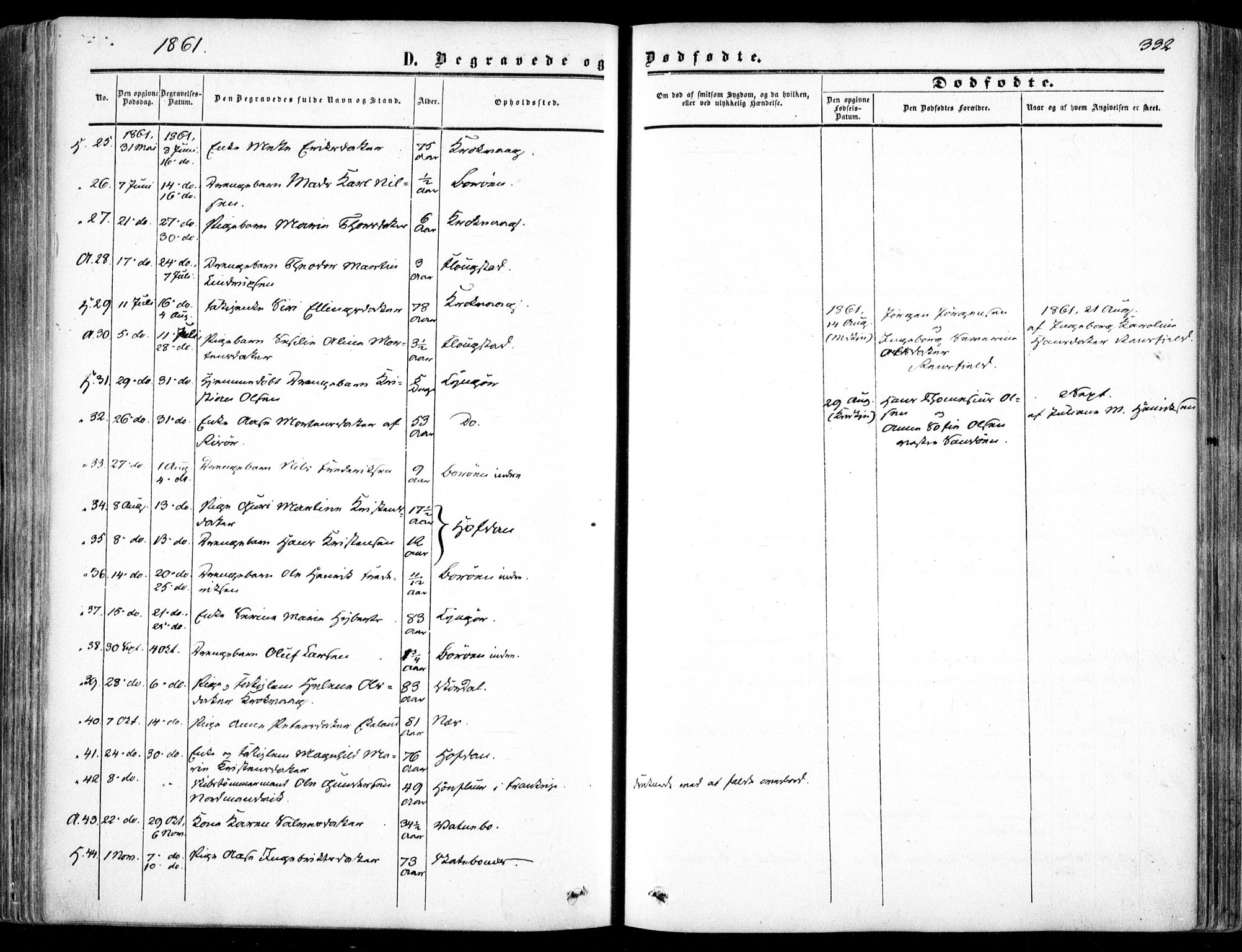 Dypvåg sokneprestkontor, SAK/1111-0007/F/Fa/Faa/L0006: Parish register (official) no. A 6, 1855-1872, p. 332