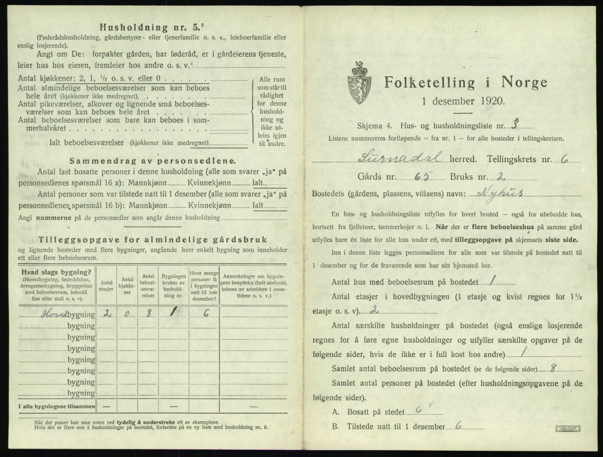 SAT, 1920 census for Surnadal, 1920, p. 597