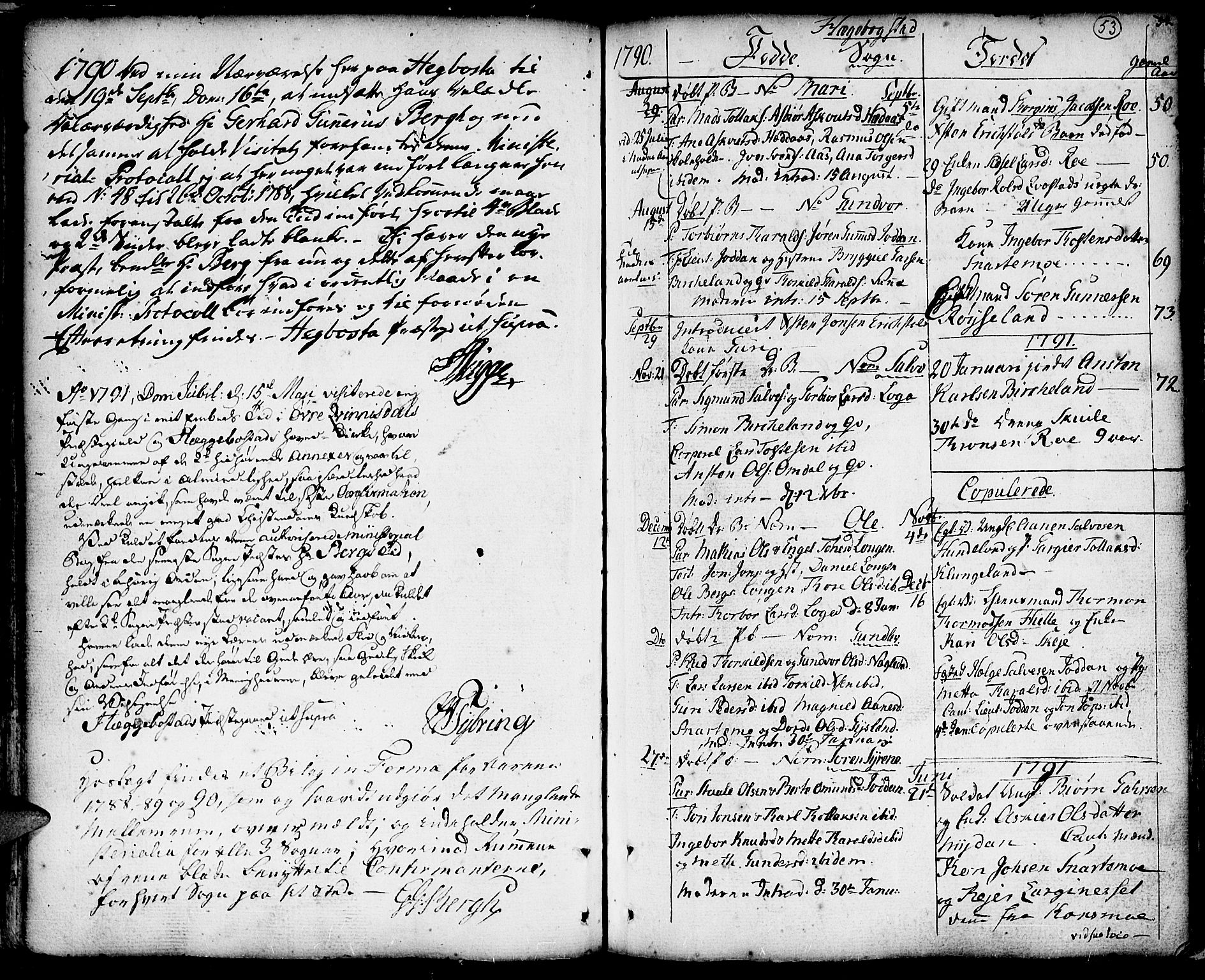 Hægebostad sokneprestkontor, SAK/1111-0024/F/Fa/Faa/L0001: Parish register (official) no. A 1 /1, 1760-1820, p. 53