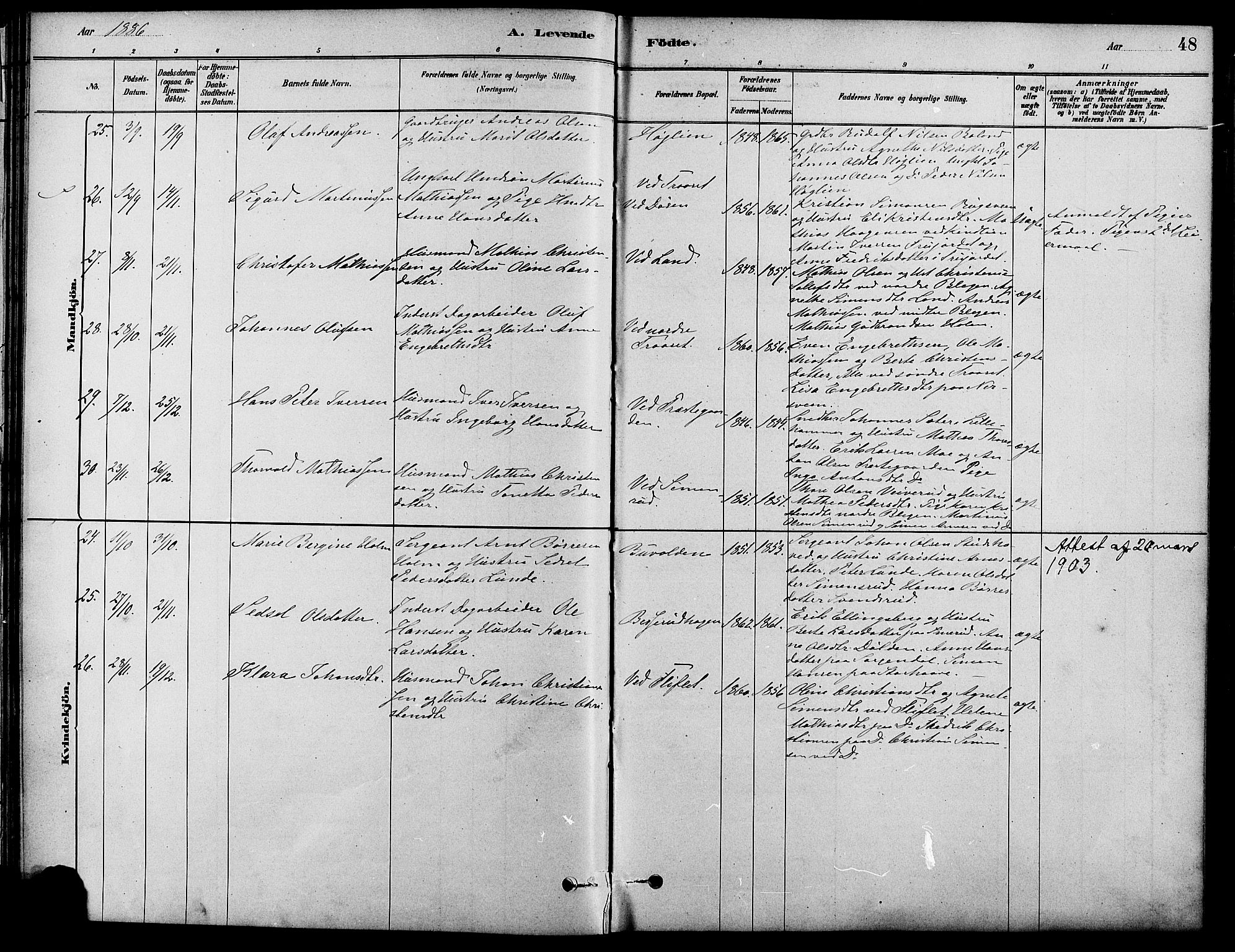 Fåberg prestekontor, SAH/PREST-086/H/Ha/Haa/L0008: Parish register (official) no. 8, 1879-1898, p. 48
