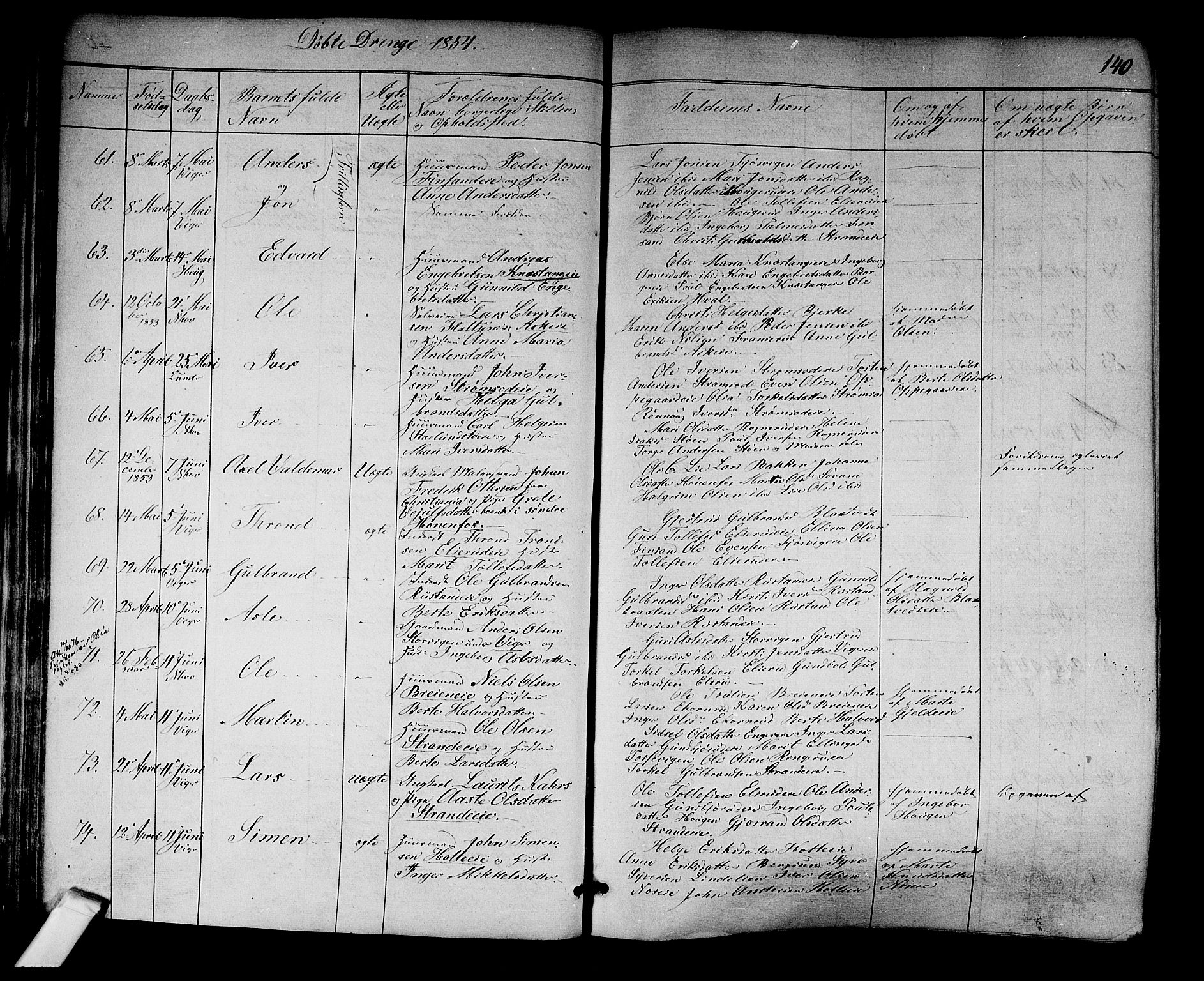 Norderhov kirkebøker, SAKO/A-237/F/Fa/L0011: Parish register (official) no. 11, 1847-1856, p. 140