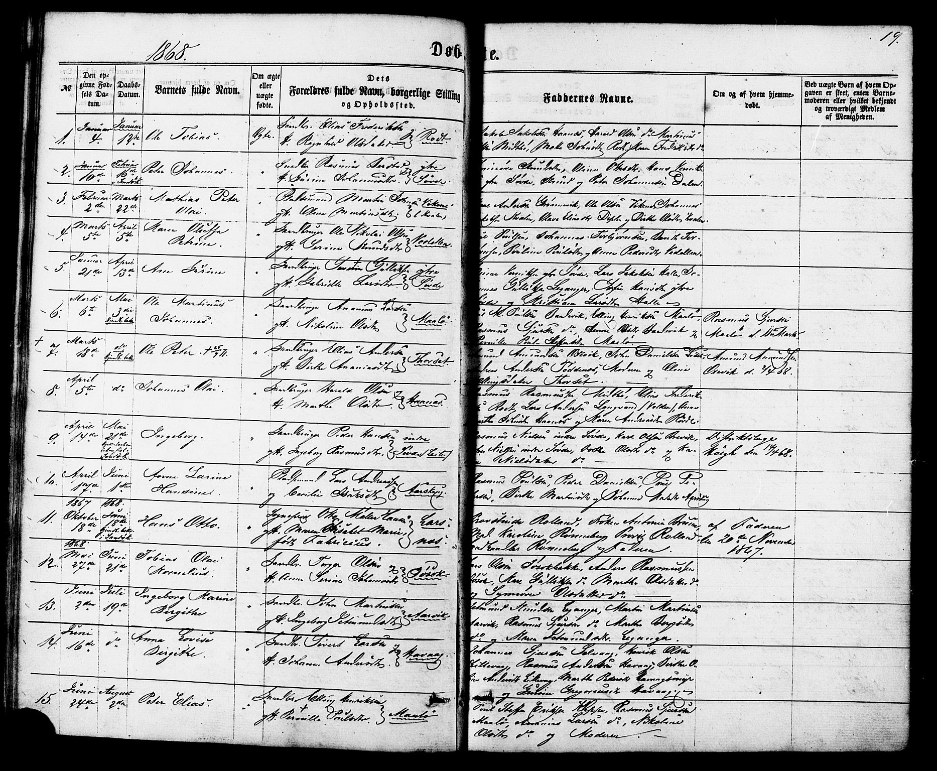 Ministerialprotokoller, klokkerbøker og fødselsregistre - Møre og Romsdal, SAT/A-1454/504/L0055: Parish register (official) no. 504A02, 1861-1884, p. 19