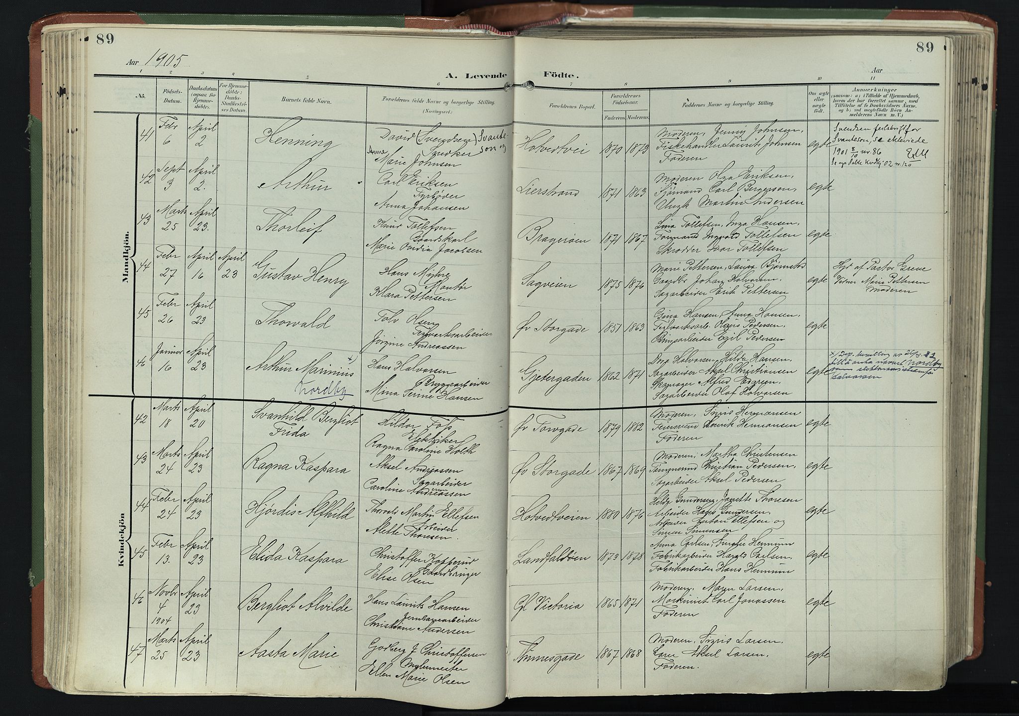 Bragernes kirkebøker, AV/SAKO-A-6/F/Fb/L0009: Parish register (official) no. II 9, 1902-1911, p. 89