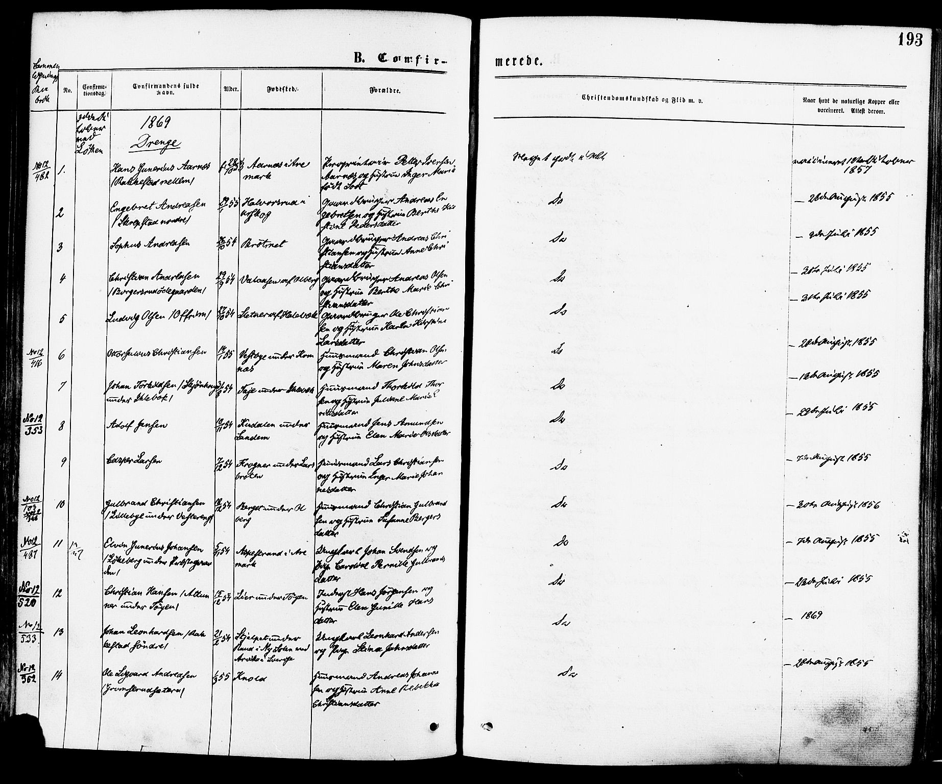 Høland prestekontor Kirkebøker, SAO/A-10346a/F/Fa/L0012.a: Parish register (official) no. I 12A, 1869-1879, p. 193