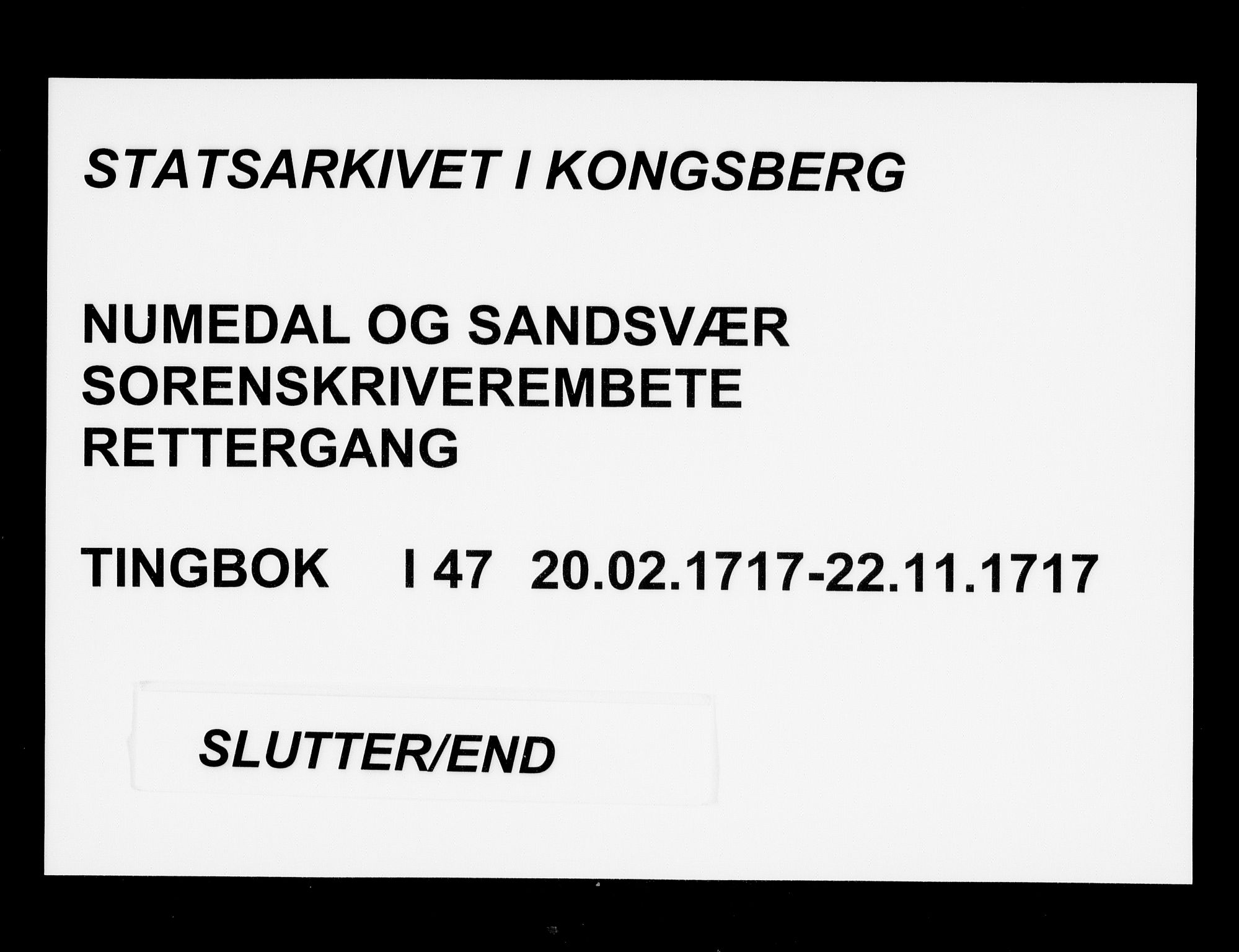 Numedal og Sandsvær sorenskriveri, AV/SAKO-A-128/F/Fa/Faa/L0047: Tingbøker, 1717