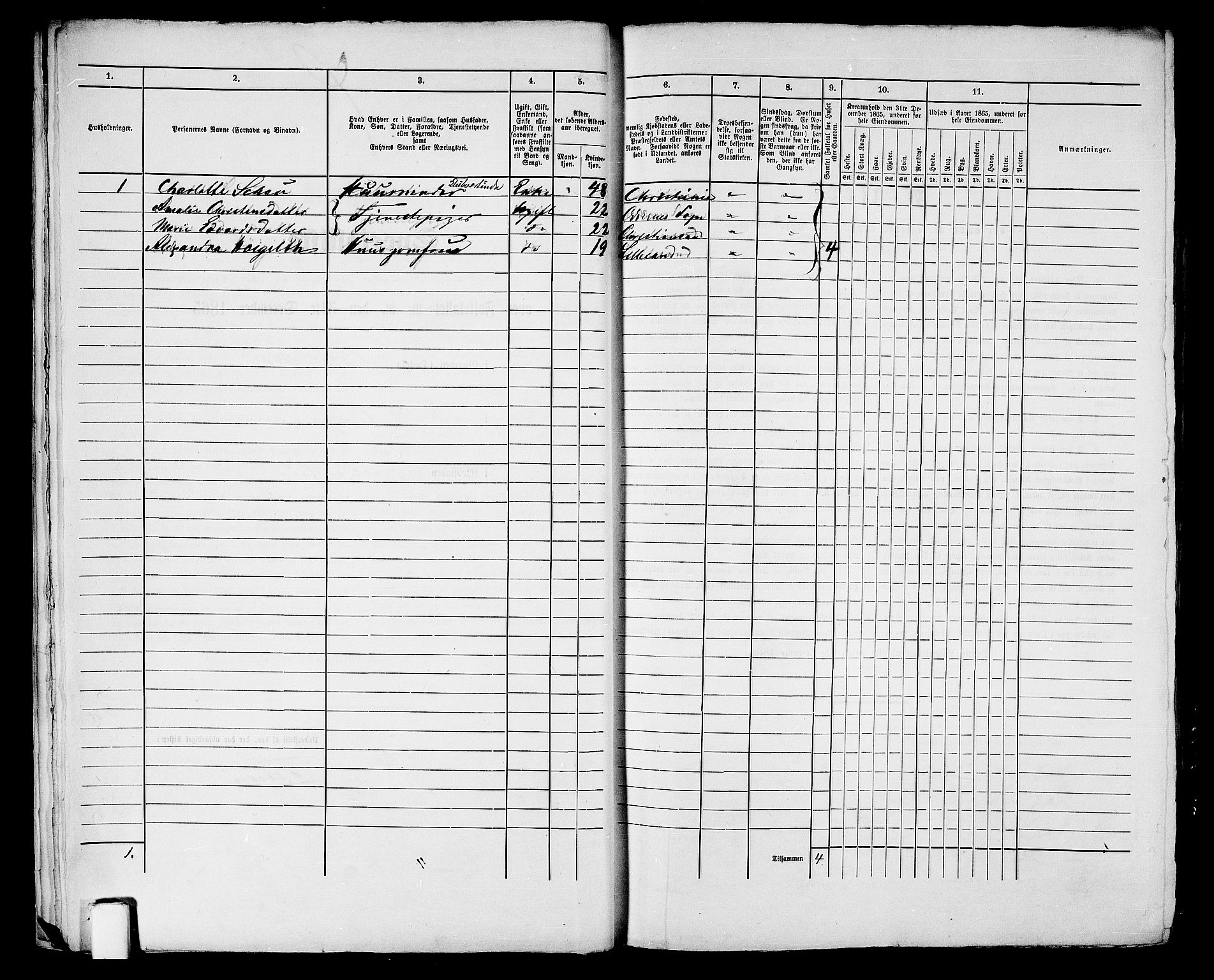 RA, 1865 census for Kristiansand, 1865, p. 1560