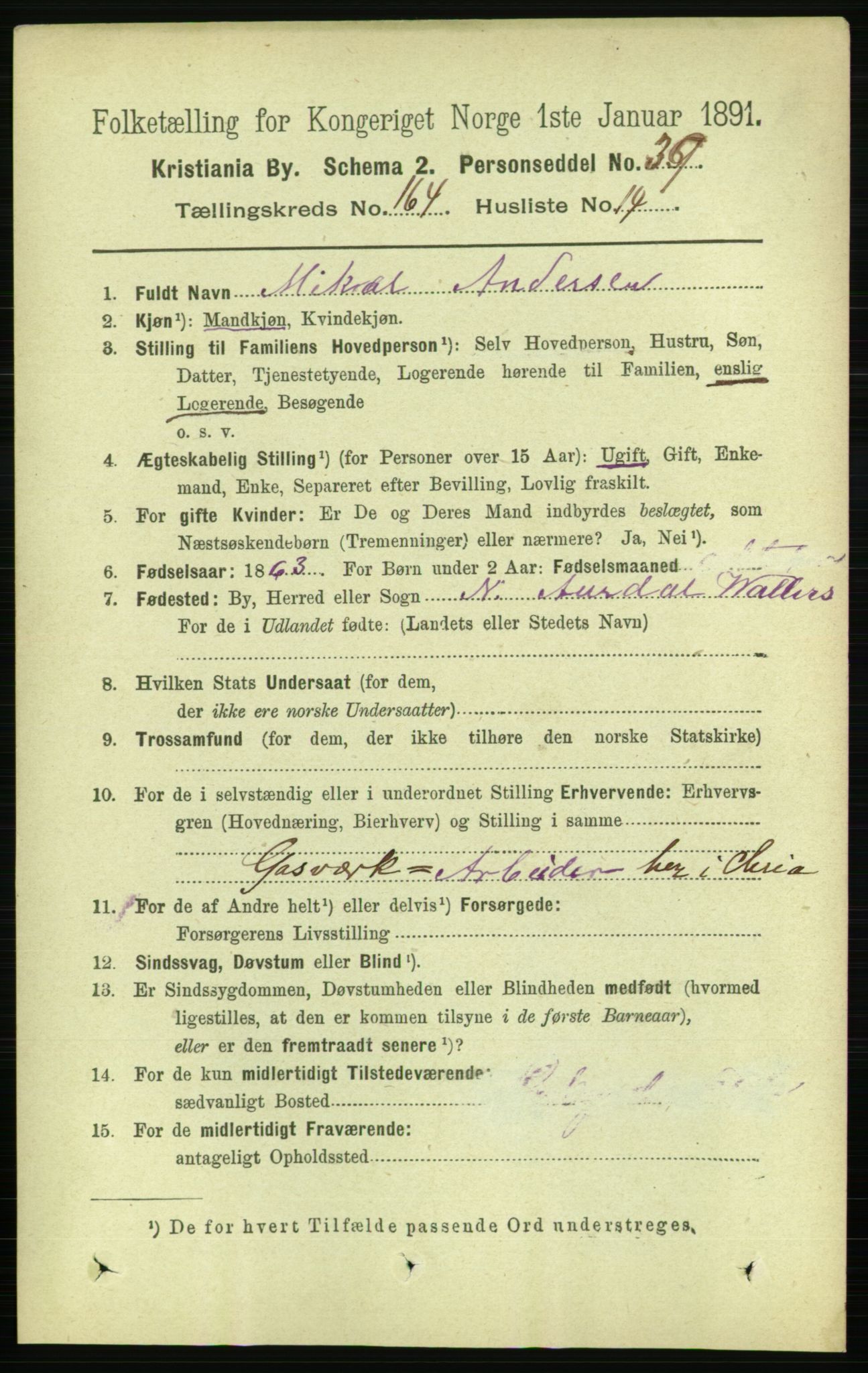 RA, 1891 census for 0301 Kristiania, 1891, p. 94640