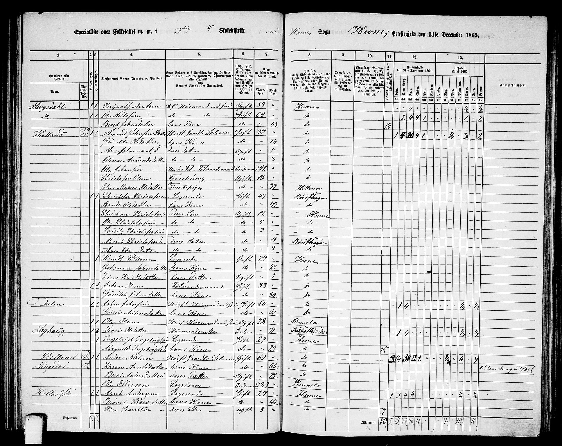 RA, 1865 census for Hemne, 1865, p. 63