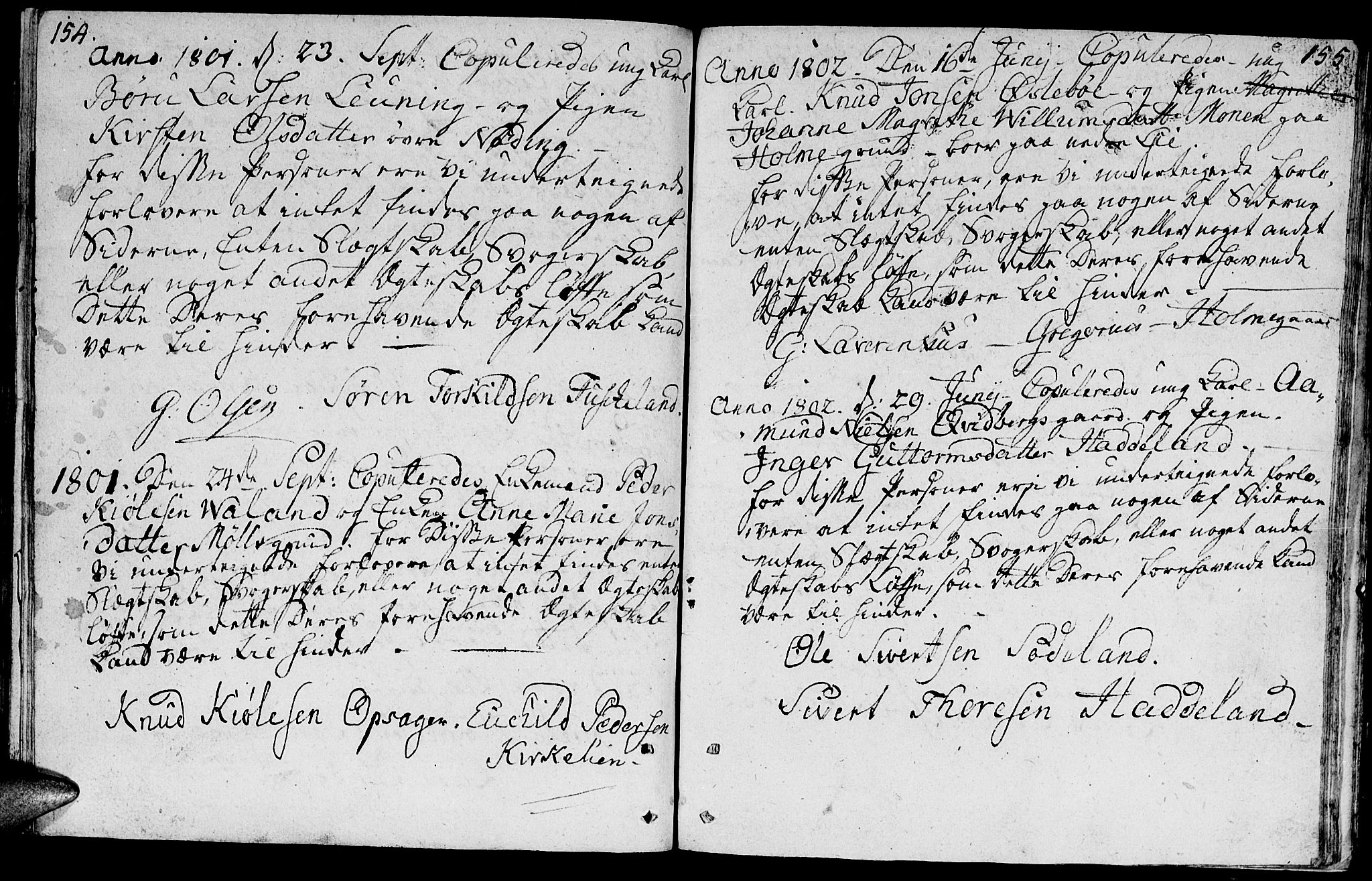 Holum sokneprestkontor, SAK/1111-0022/F/Fa/Faa/L0001: Parish register (official) no. A 1, 1750-1802, p. 154-155