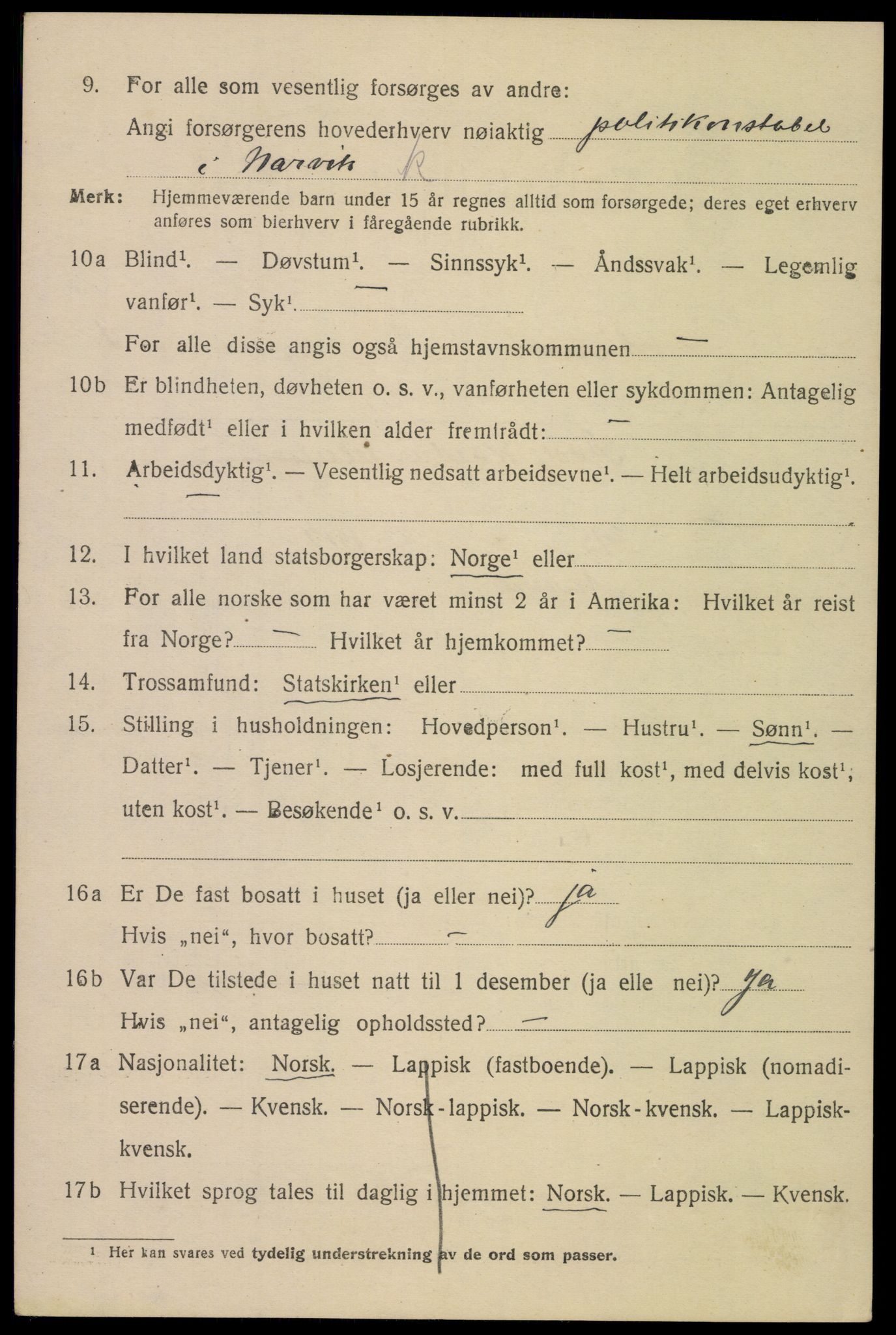 SAT, 1920 census for Narvik, 1920, p. 12621