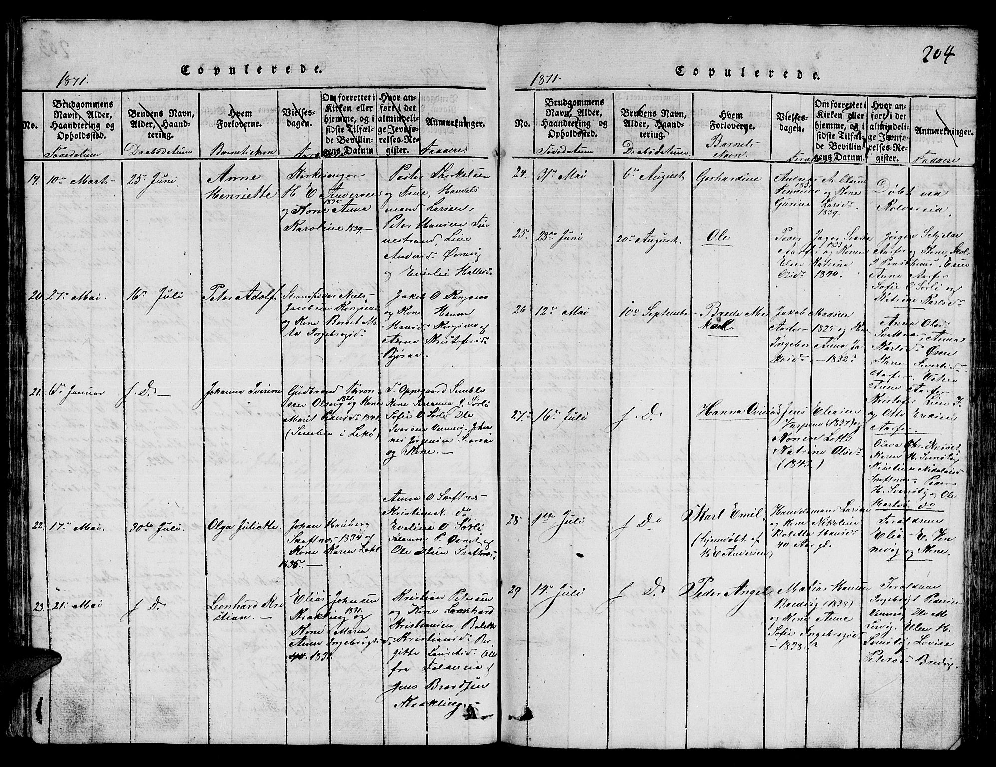 Ministerialprotokoller, klokkerbøker og fødselsregistre - Nord-Trøndelag, AV/SAT-A-1458/780/L0648: Parish register (copy) no. 780C01 /3, 1815-1877, p. 204