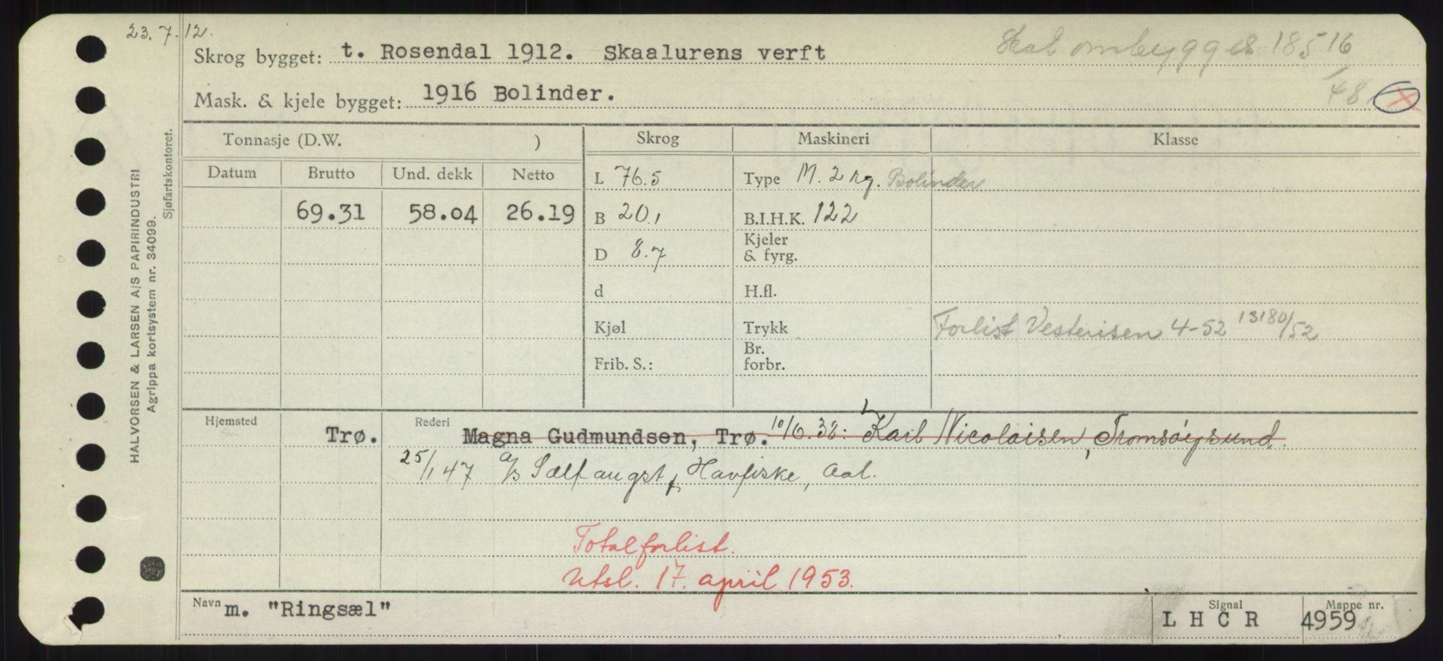 Sjøfartsdirektoratet med forløpere, Skipsmålingen, RA/S-1627/H/Hd/L0030: Fartøy, Q-Riv, p. 587