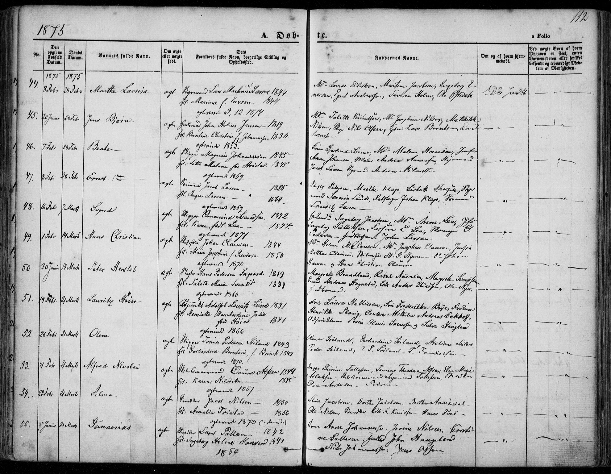 Domkirken sokneprestkontor, AV/SAST-A-101812/001/30/30BA/L0022: Parish register (official) no. A 21, 1868-1877, p. 112