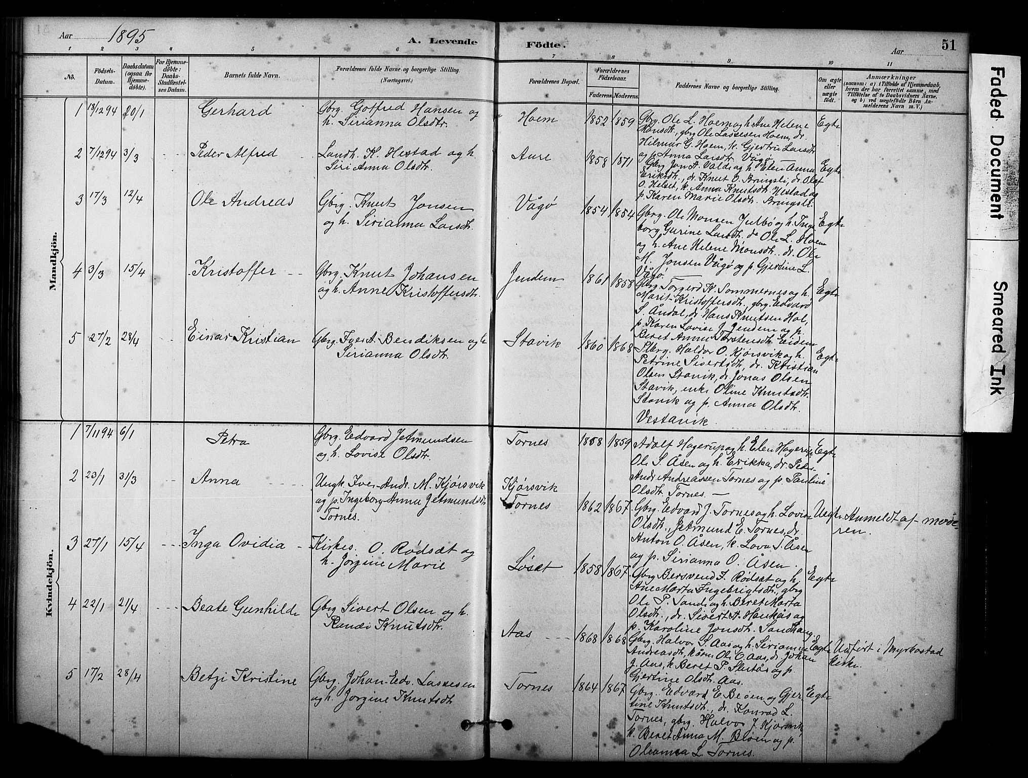 Ministerialprotokoller, klokkerbøker og fødselsregistre - Møre og Romsdal, SAT/A-1454/565/L0755: Parish register (copy) no. 565C04, 1883-1903, p. 51