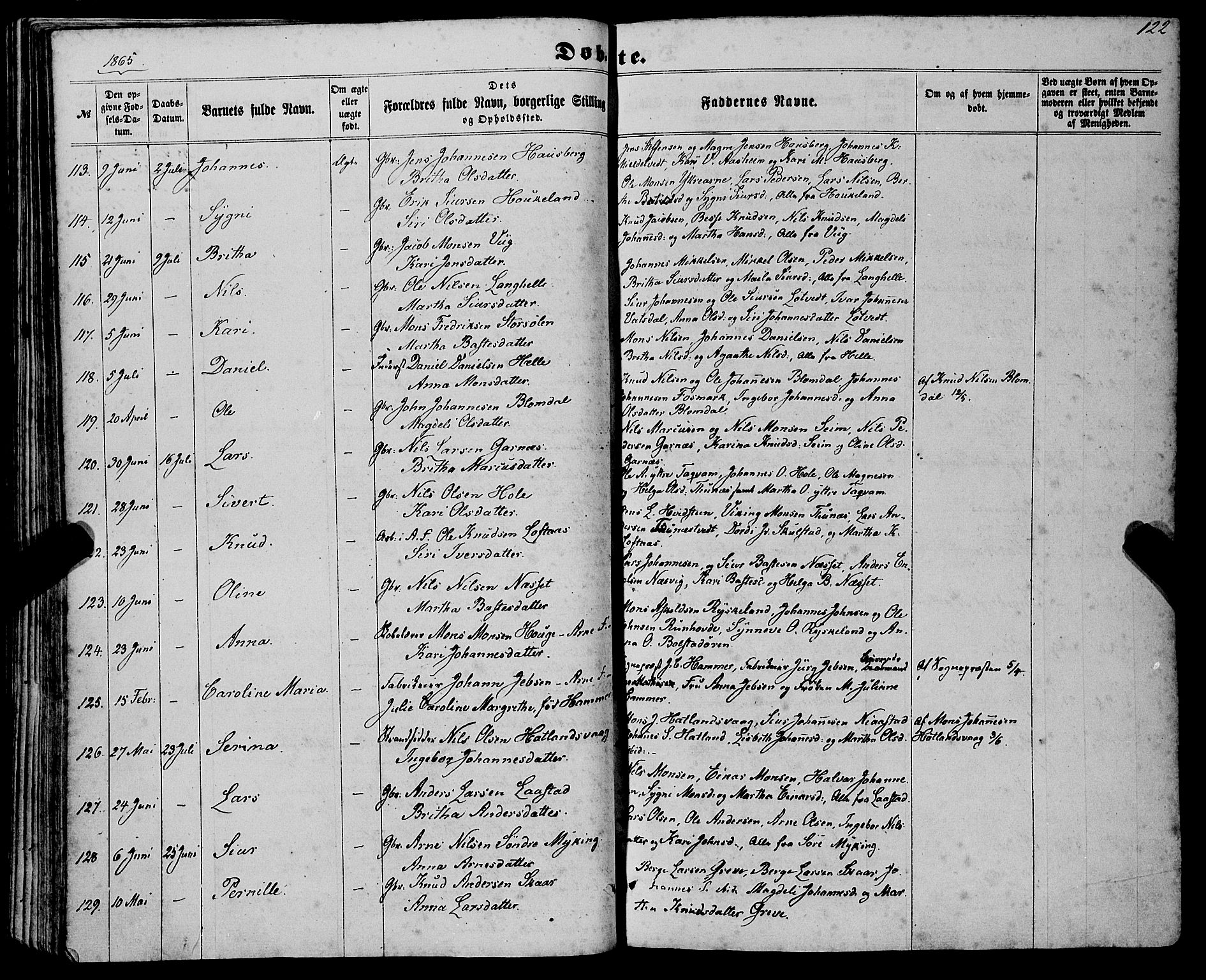Haus sokneprestembete, SAB/A-75601/H/Haa: Parish register (official) no. A 17, 1858-1870, p. 122