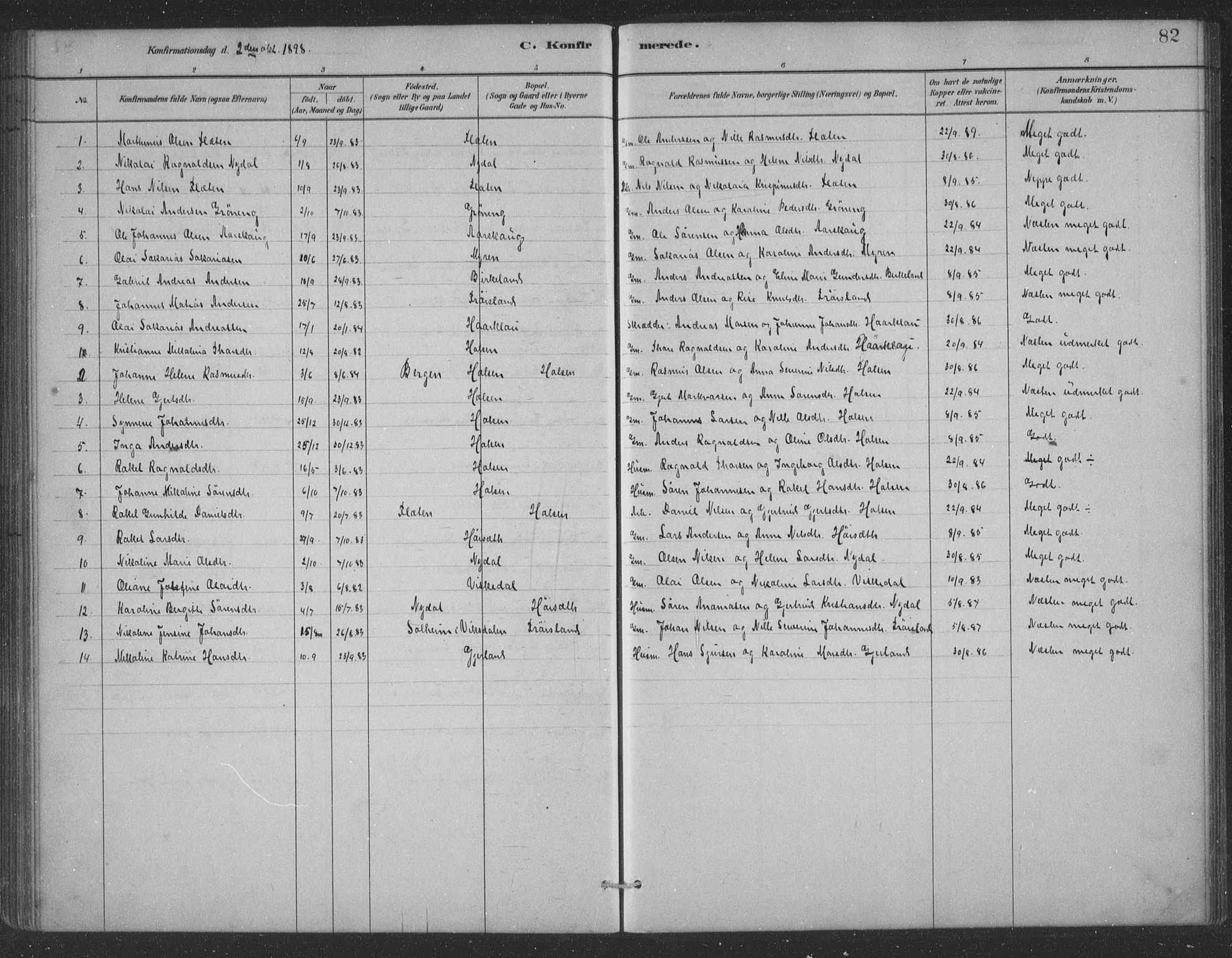 Førde sokneprestembete, AV/SAB-A-79901/H/Hab/Habc/L0002: Parish register (copy) no. C 2, 1881-1911, p. 82