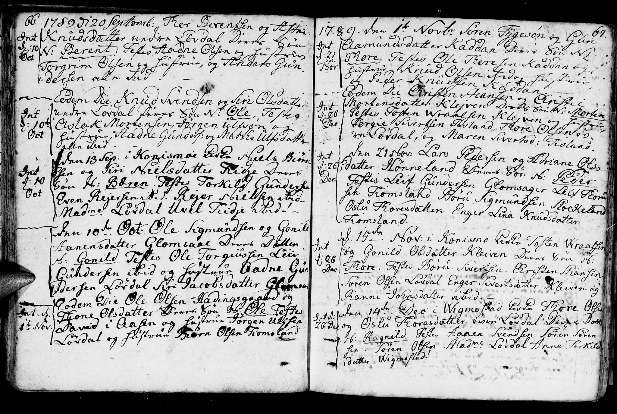 Holum sokneprestkontor, AV/SAK-1111-0022/F/Fa/Fab/L0004: Parish register (official) no. A 4, 1774-1847, p. 66-67