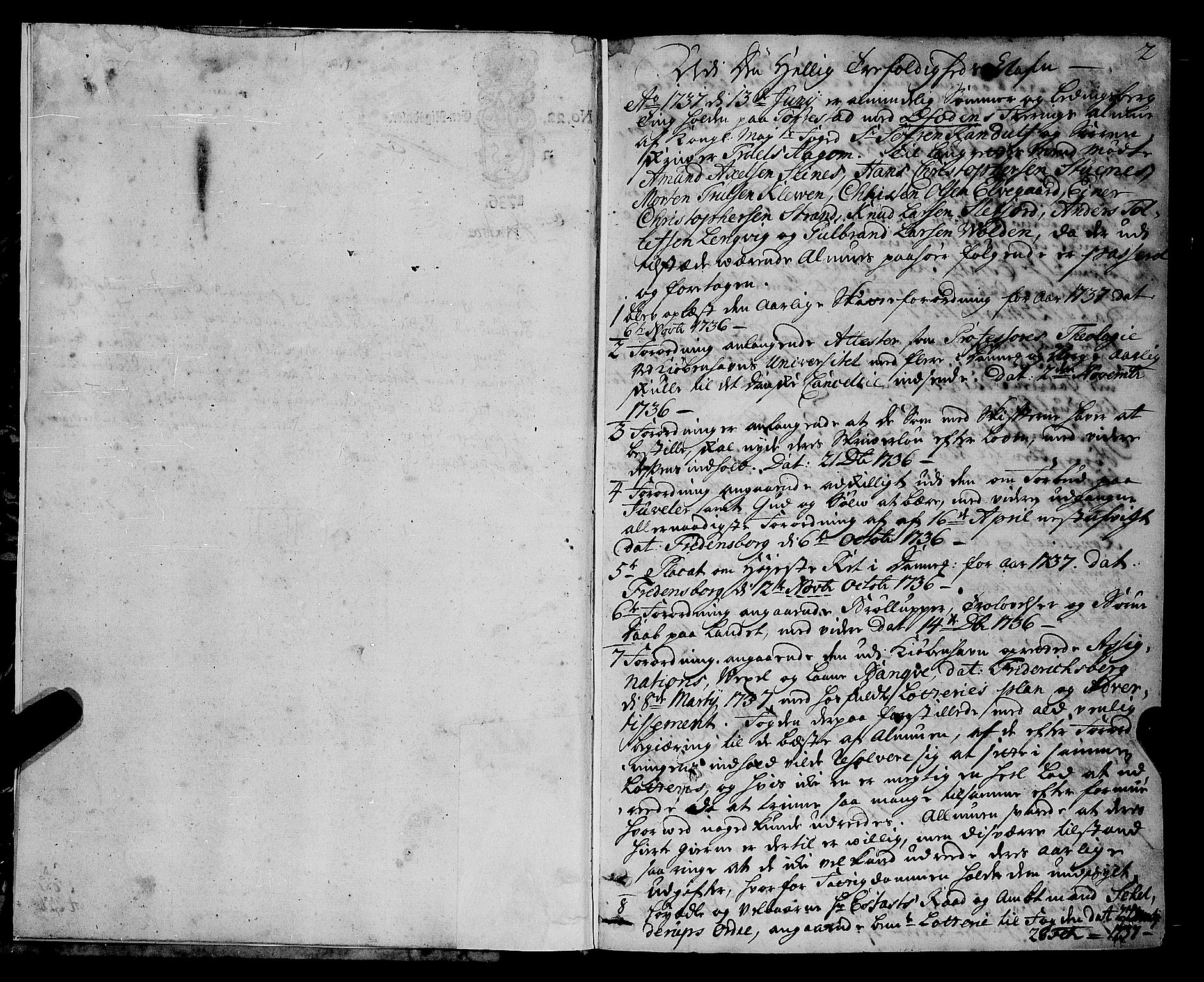 Salten sorenskriveri, SAT/A-4578/1/1/1A/L0005: Tingbok, 1736-1741, p. 1b-2a